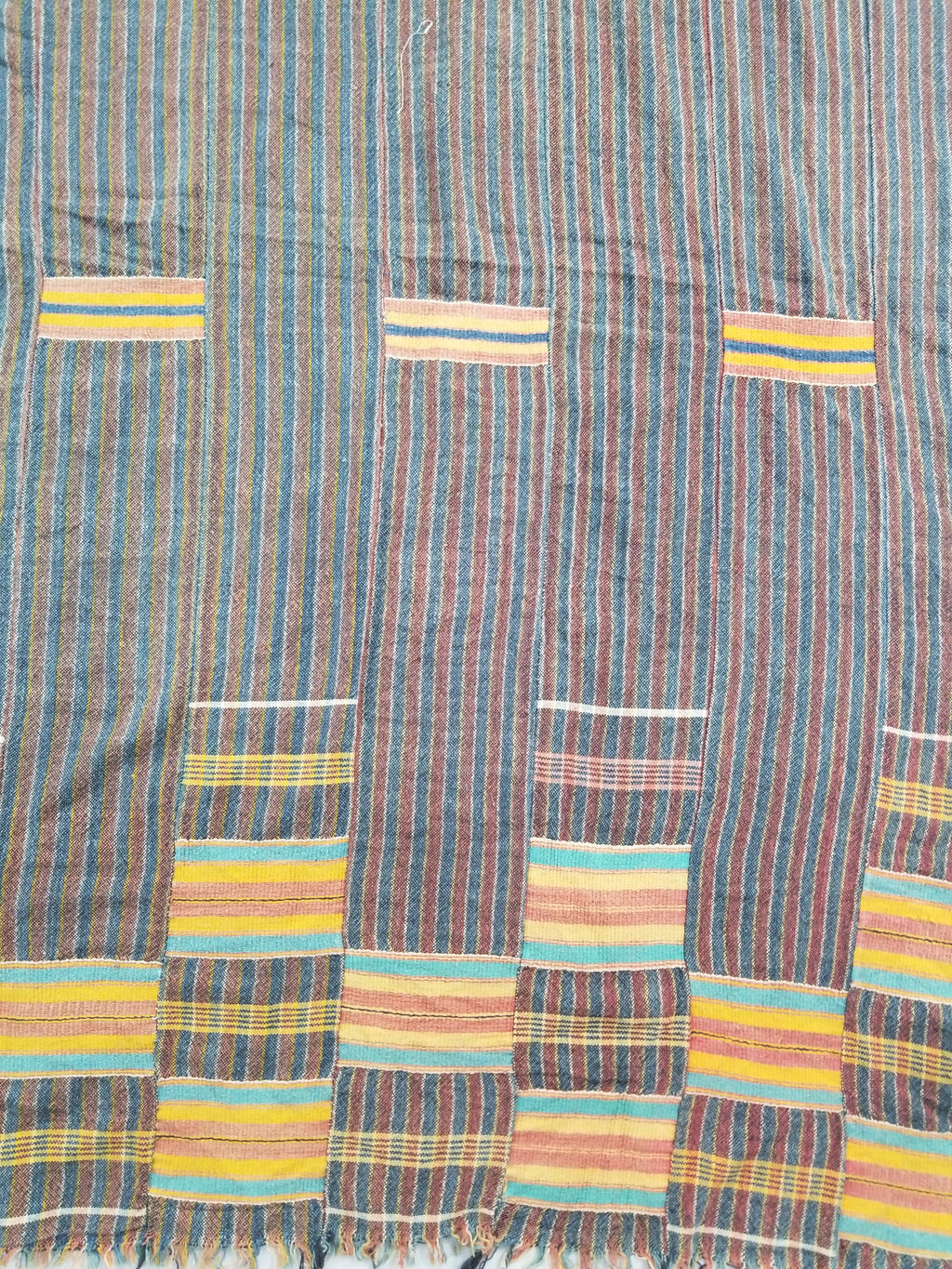 Vintage African Ewe Kente Cloth Handwoven & Patchwork Ghananian Textile 255x156cm