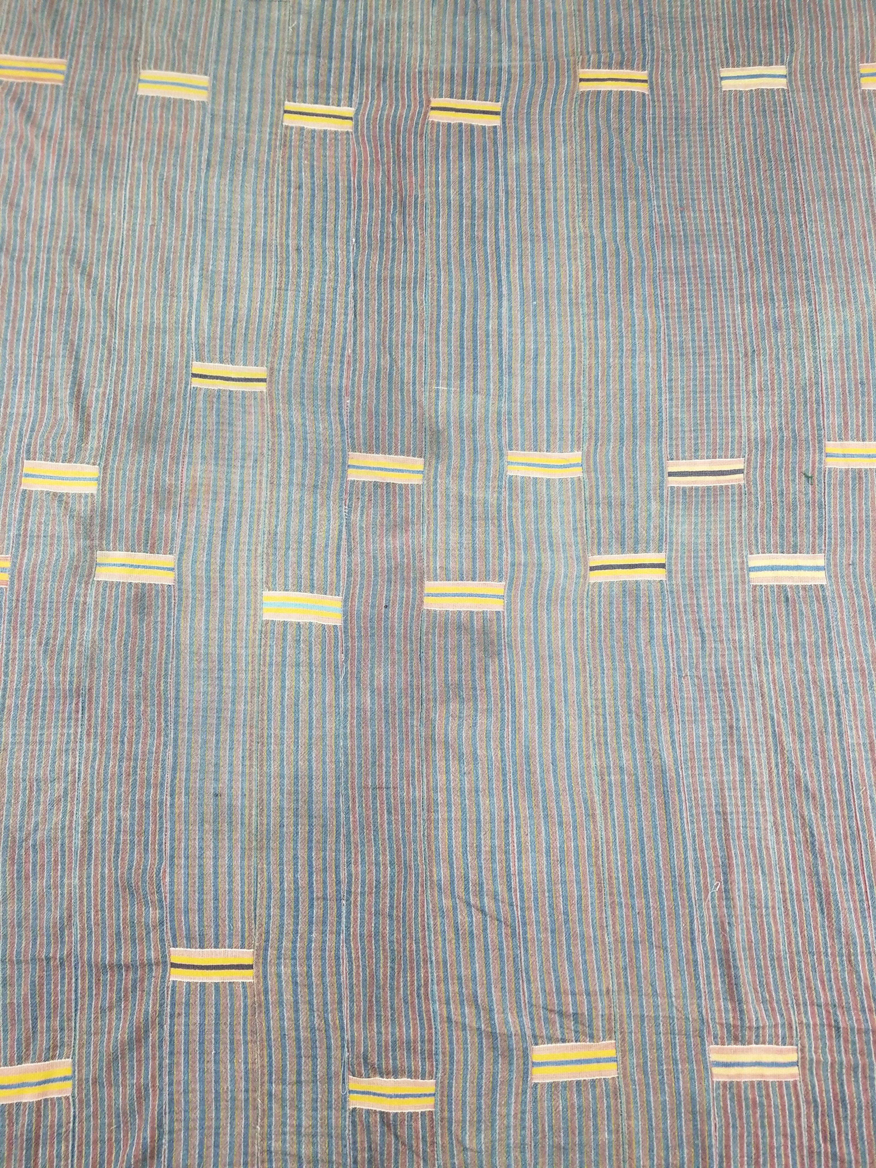 Vintage African Ewe Kente Cloth Handwoven & Patchwork Ghananian Textile 255x156cm