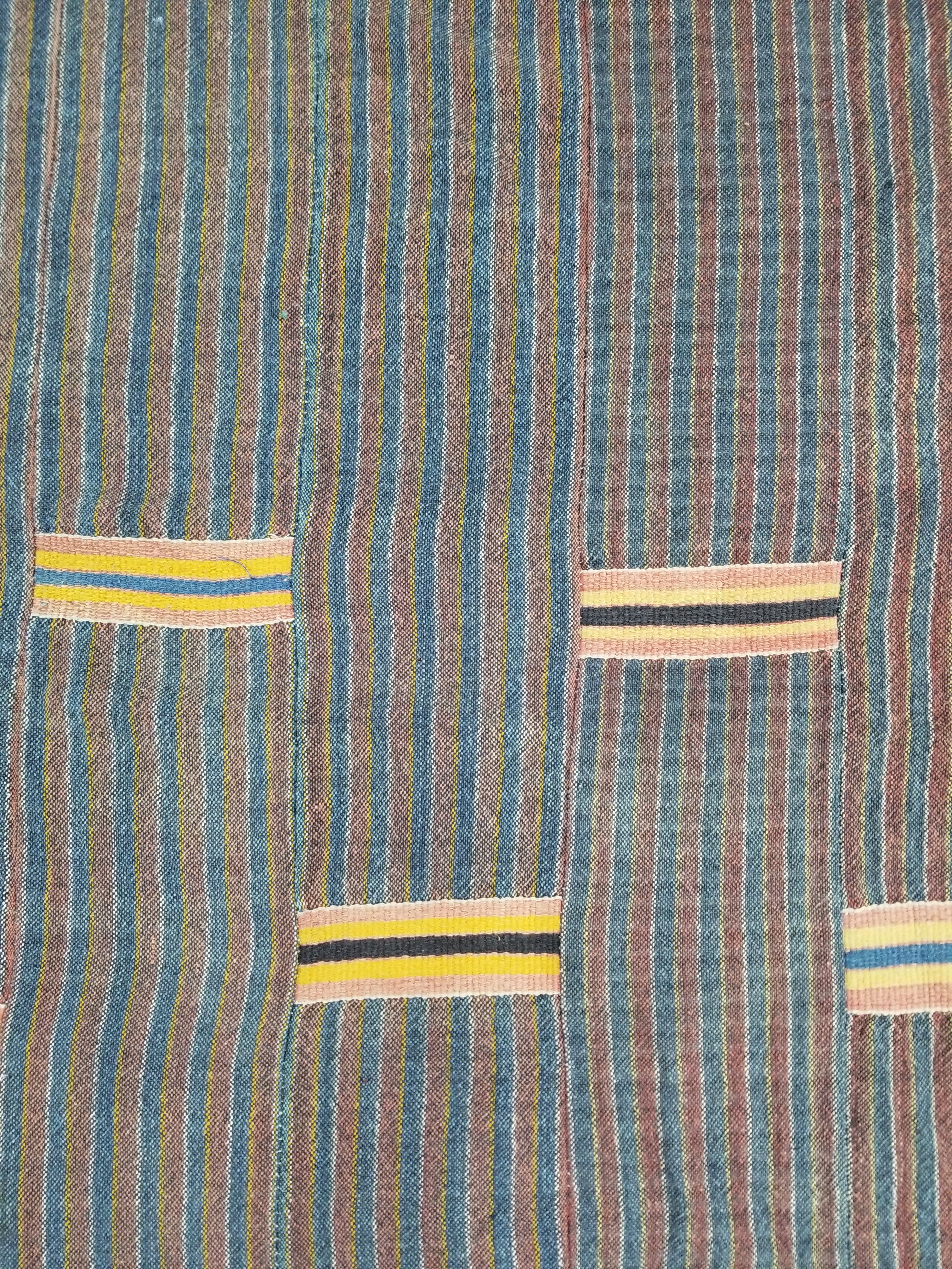 Vintage African Ewe Kente Cloth Handwoven & Patchwork Ghananian Textile 255x156cm