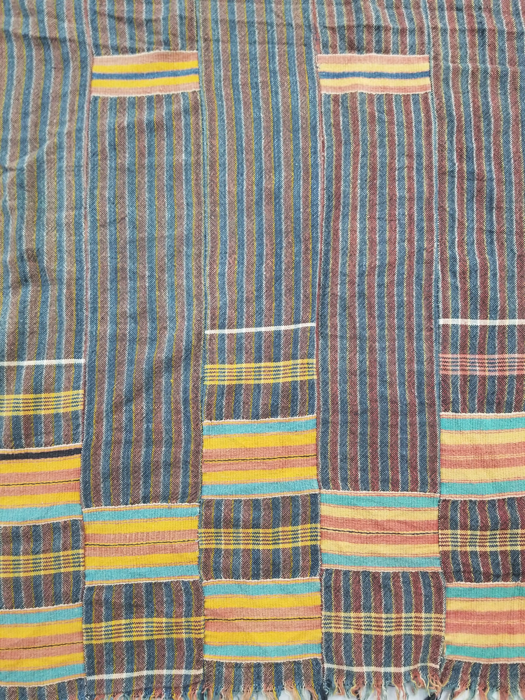 Vintage African Ewe Kente Cloth Handwoven & Patchwork Ghananian Textile 255x156cm