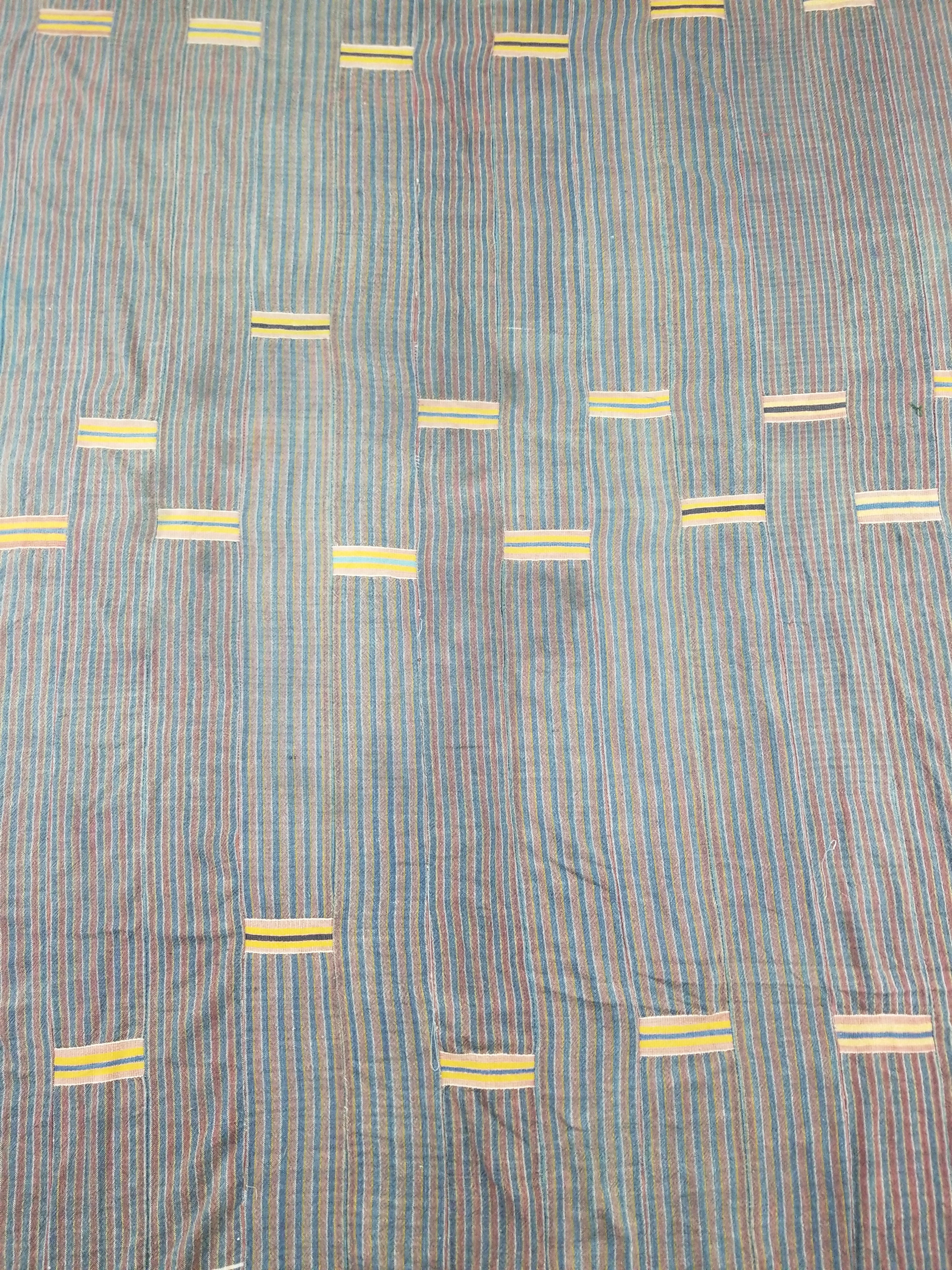 Vintage African Ewe Kente Cloth Handwoven & Patchwork Ghananian Textile 255x156cm