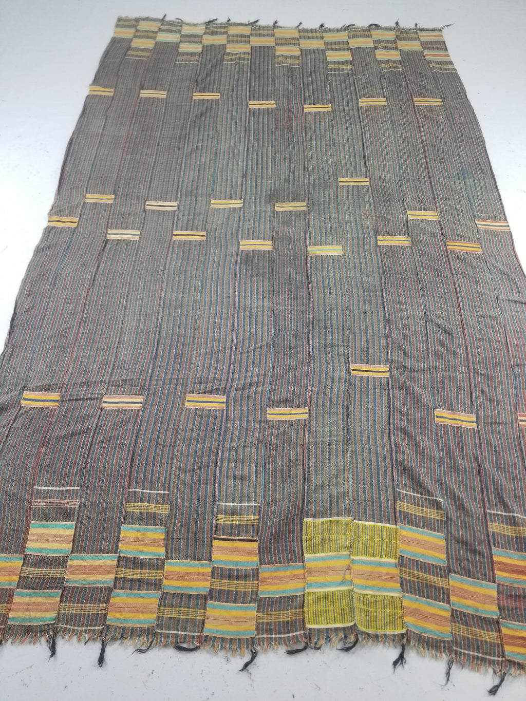 Vintage African Ewe Kente Cloth Handwoven & Patchwork Ghananian Textile 255x156cm