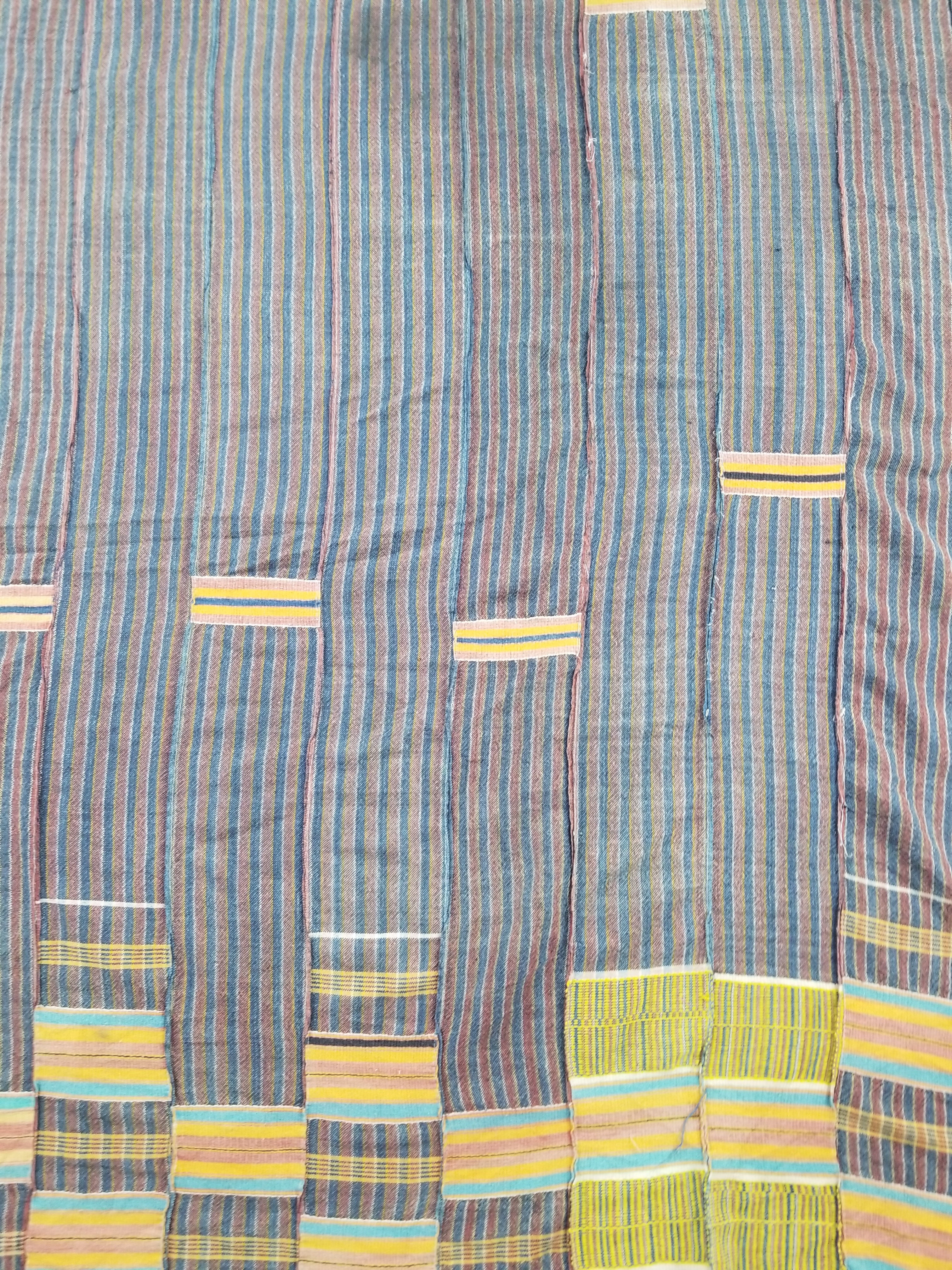 Vintage African Ewe Kente Cloth Handwoven & Patchwork Ghananian Textile 255x156cm