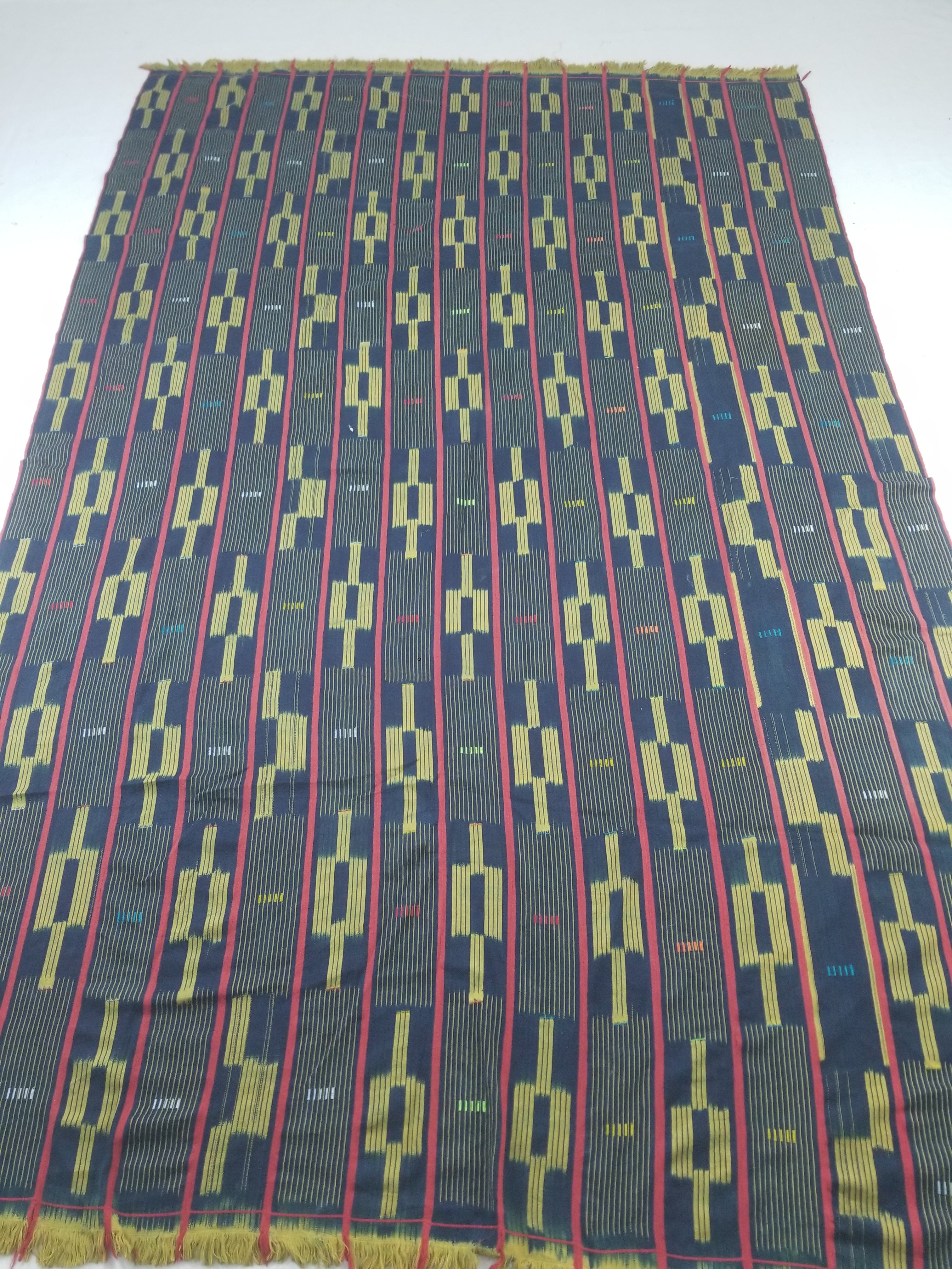 Vintage Ghana Kente Cloth Handwoven Striped Textile Throw 272x172cm