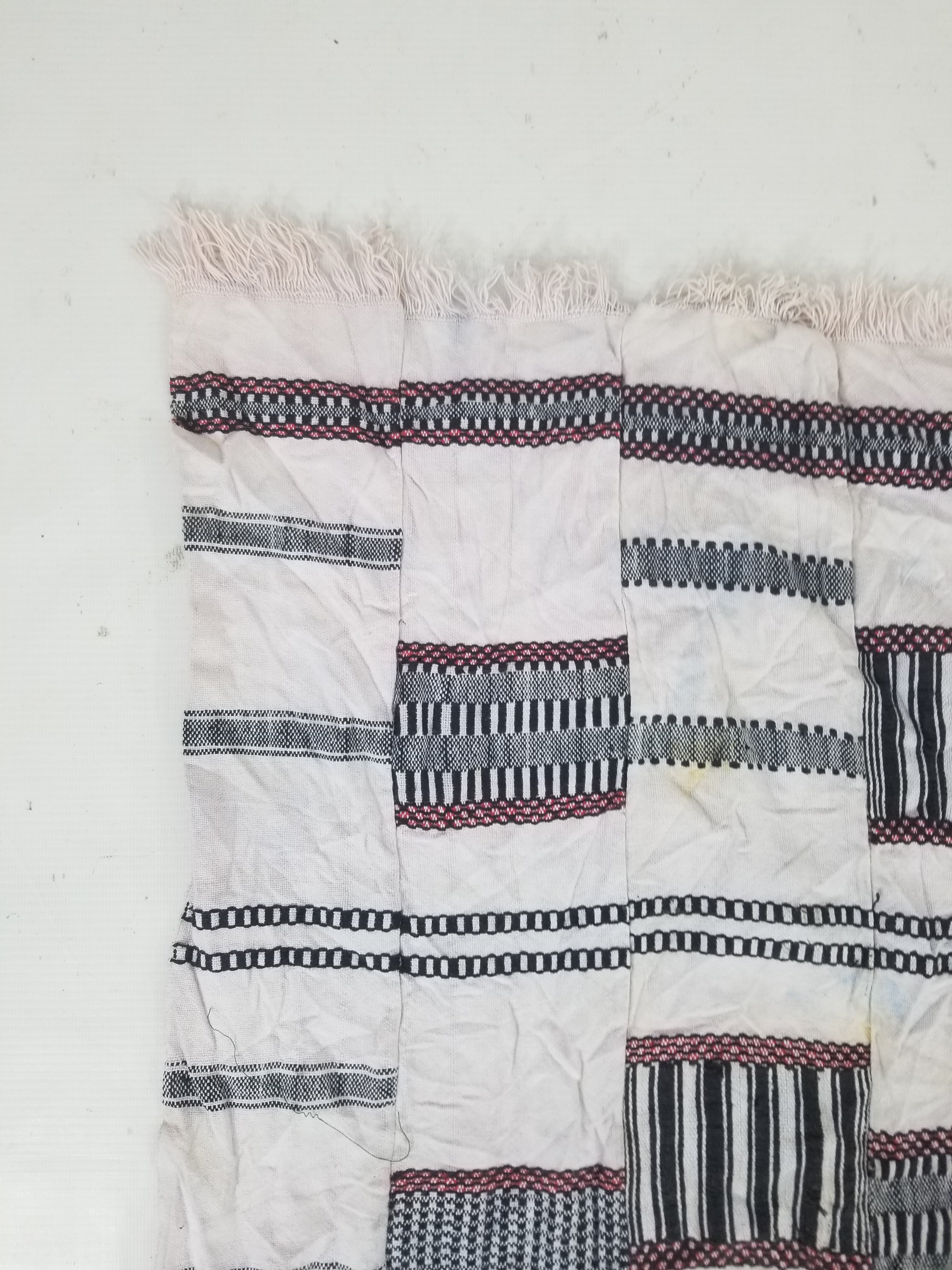 Vintage Ghana Kente Cloth Handwoven Checkerboard Ceremonial Cloth 234x144cm