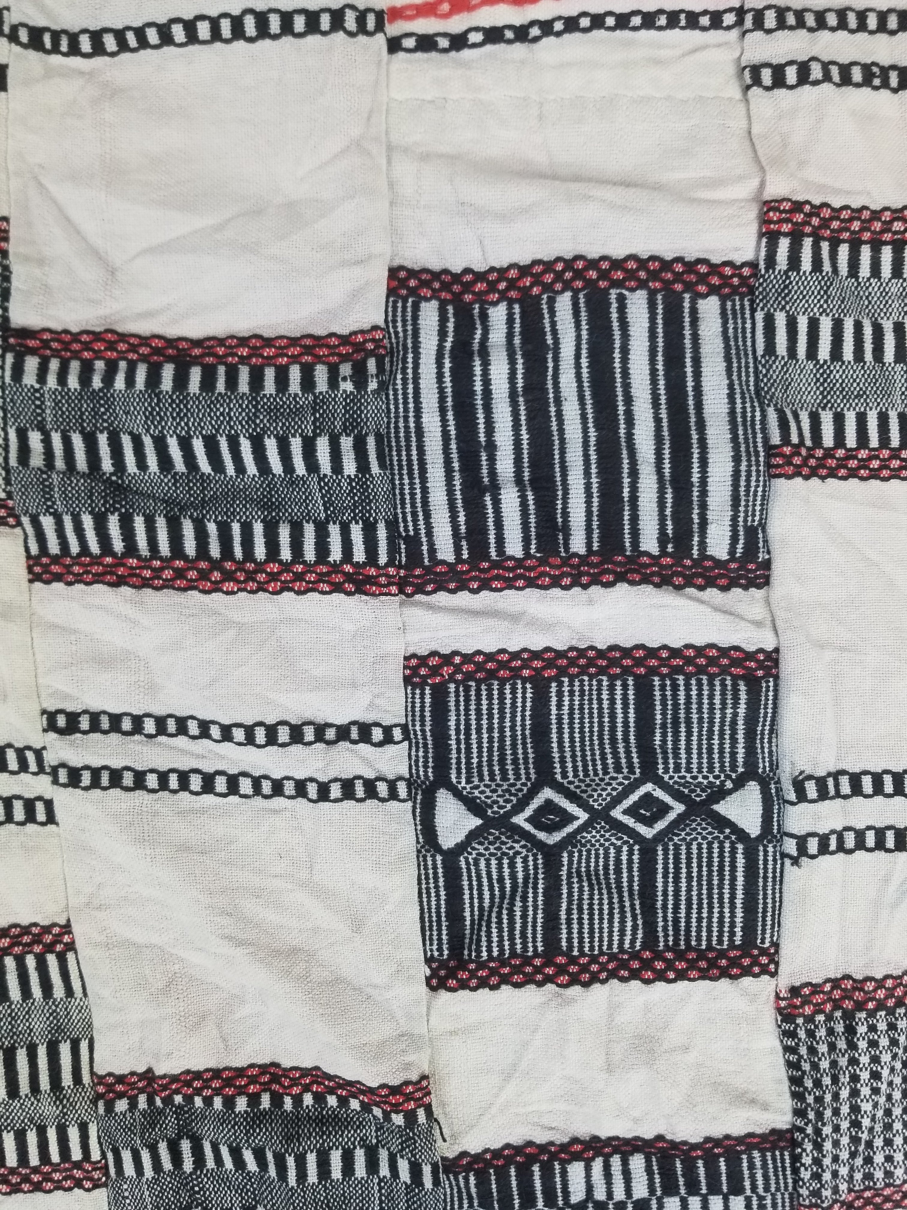 Vintage Ghana Kente Cloth Handwoven Checkerboard Ceremonial Cloth 234x144cm