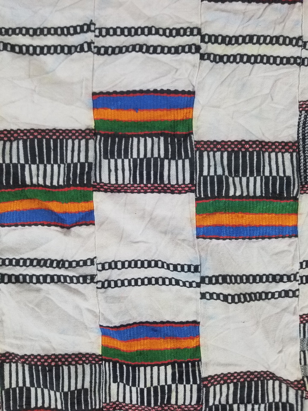 Vintage Ghana Kente Cloth Handwoven Checkerboard Ceremonial Cloth 234x144cm