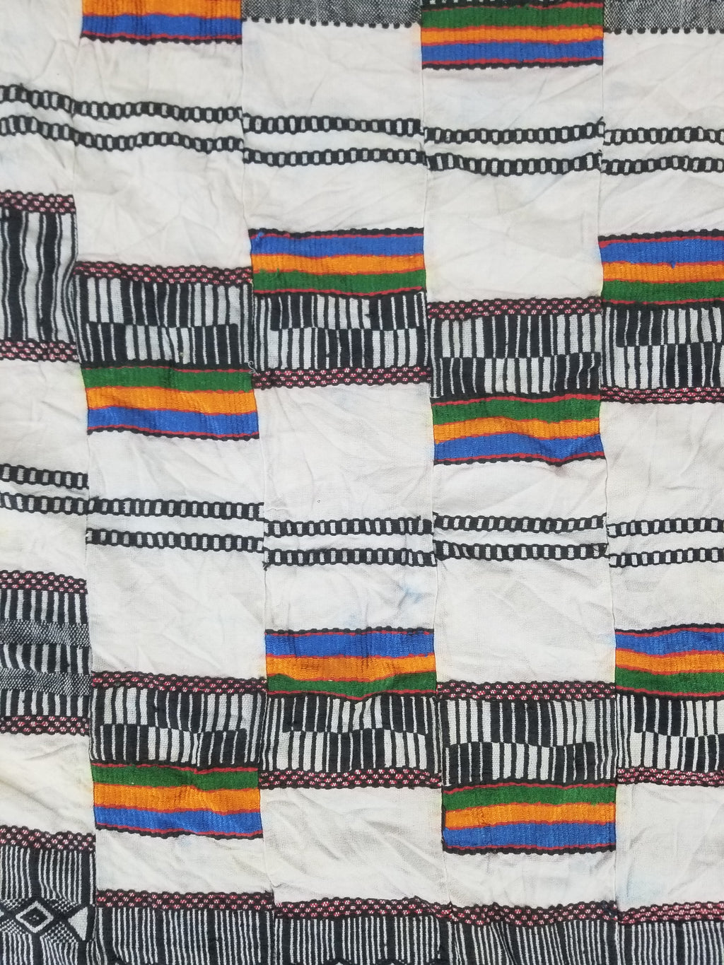 Vintage Ghana Kente Cloth Handwoven Checkerboard Ceremonial Cloth 234x144cm