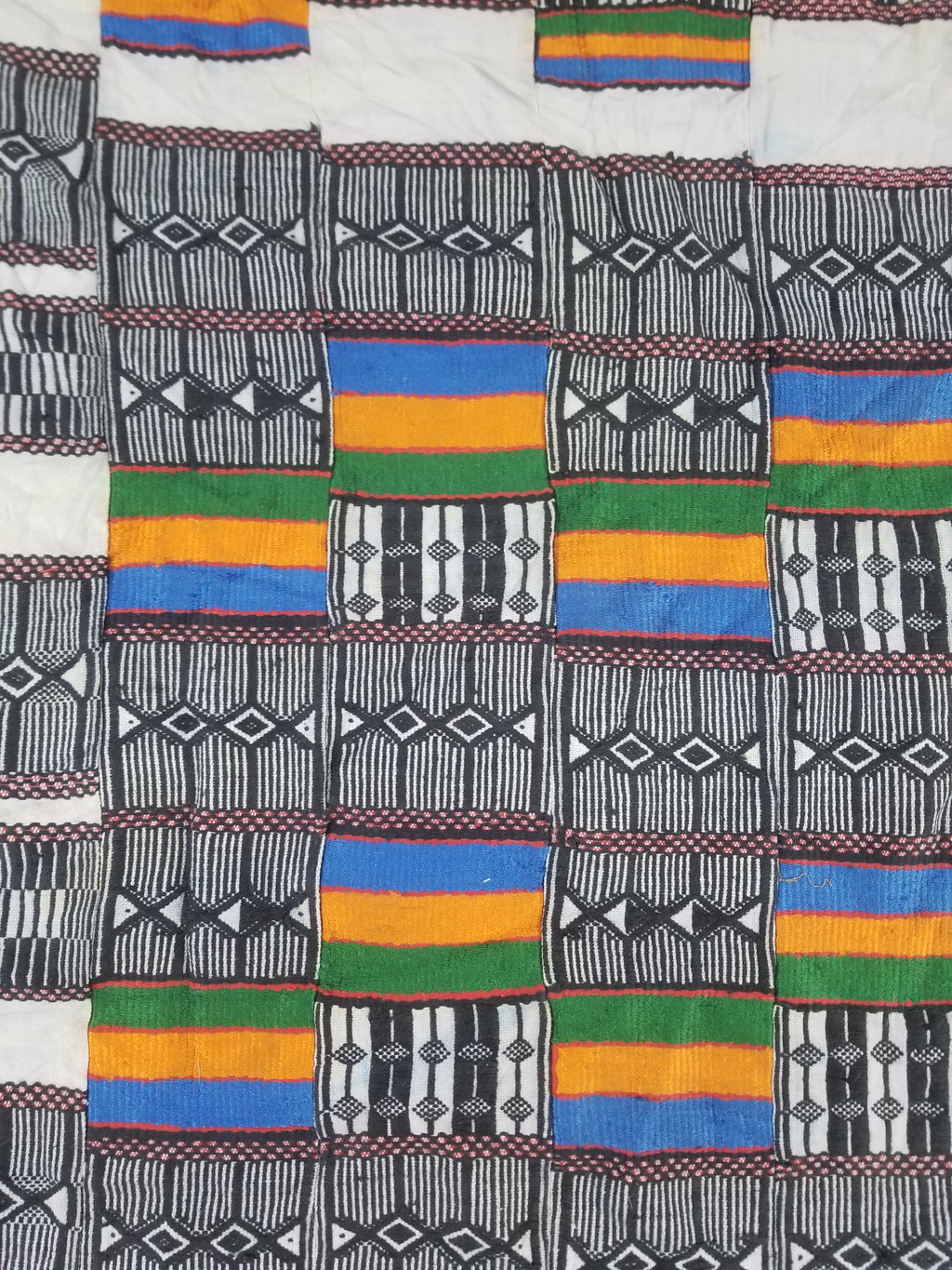 Vintage Ghana Kente Cloth Handwoven Checkerboard Ceremonial Cloth 234x144cm