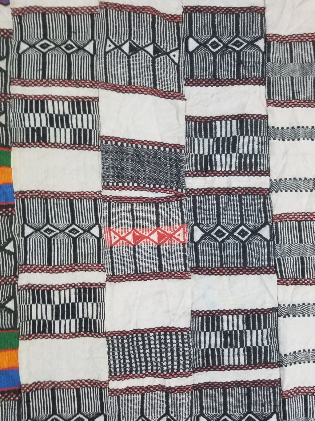 Vintage Ghana Kente Cloth Handwoven Checkerboard Ceremonial Cloth 234x144cm