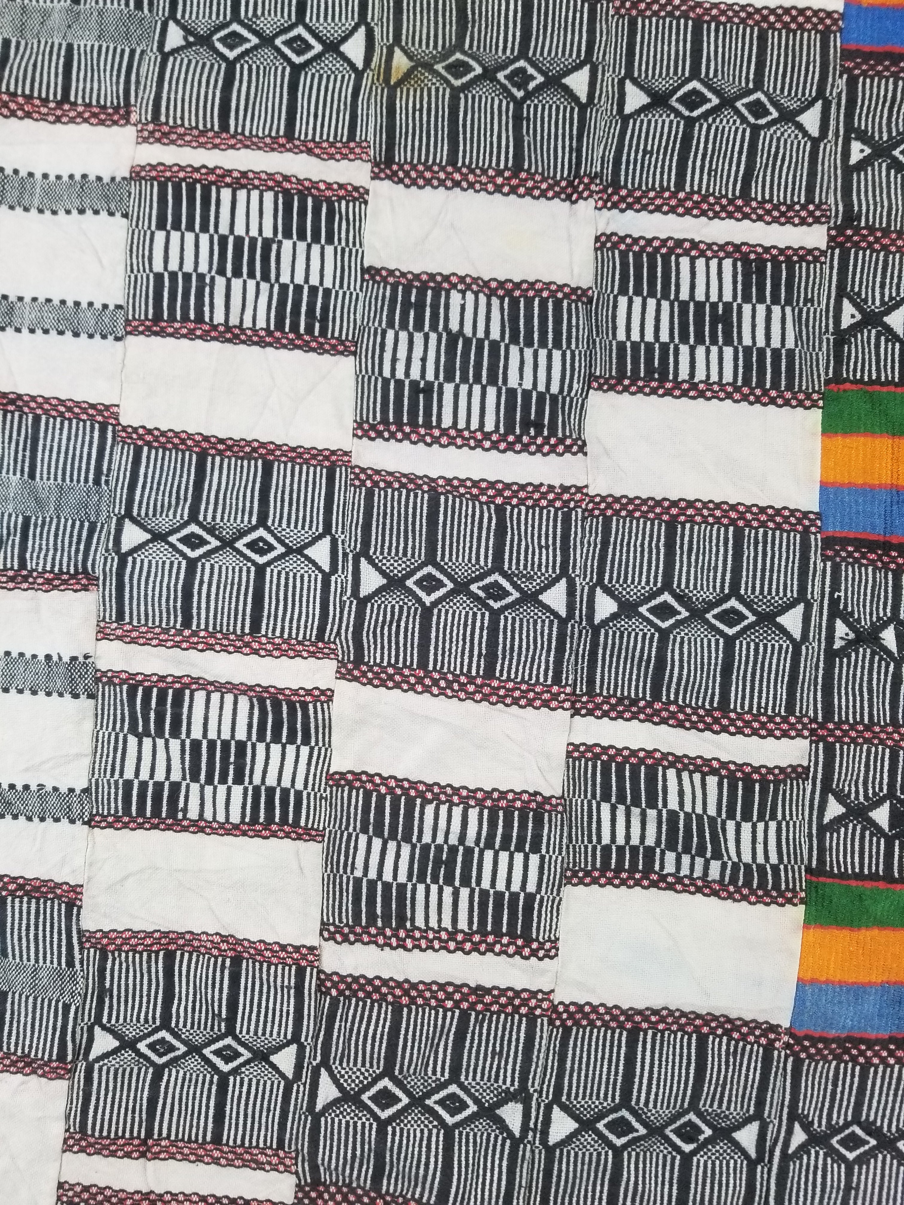 Vintage Ghana Kente Cloth Handwoven Checkerboard Ceremonial Cloth 234x144cm