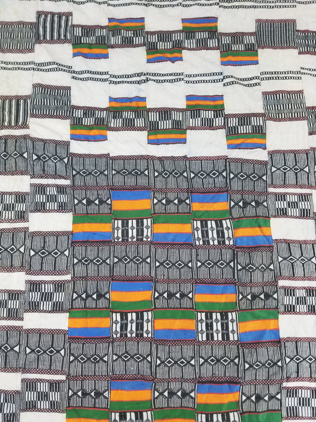 Vintage Ghana Kente Cloth Handwoven Checkerboard Ceremonial Cloth 234x144cm