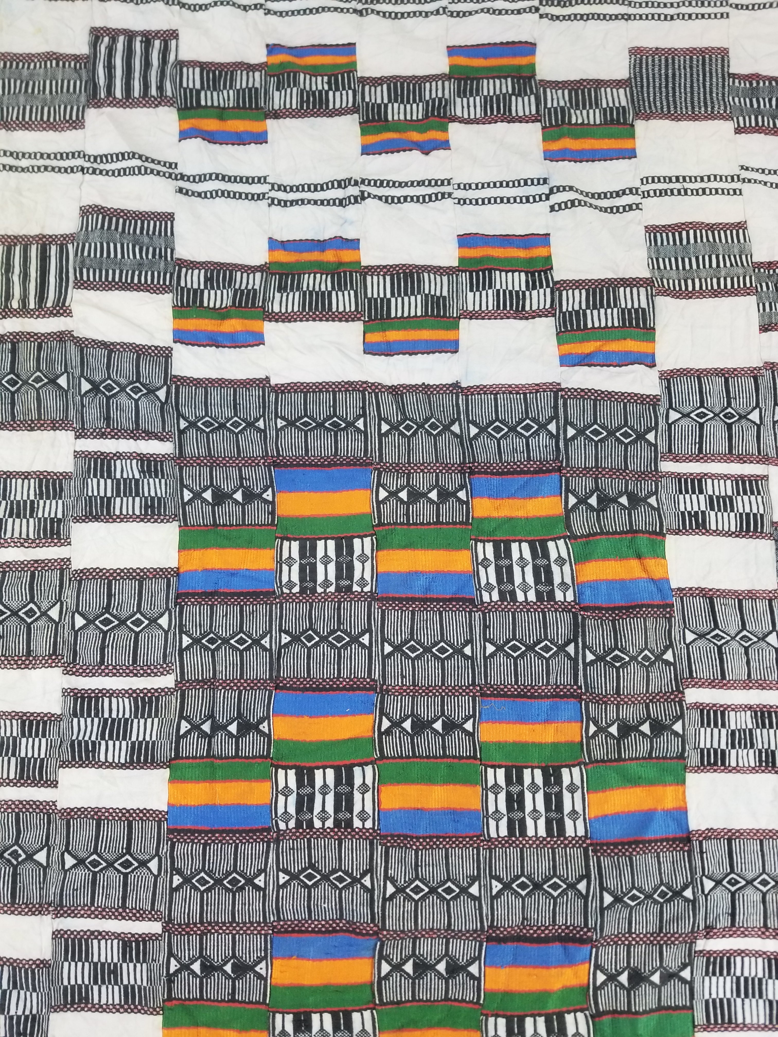 Vintage Ghana Kente Cloth Handwoven Checkerboard Ceremonial Cloth 234x144cm