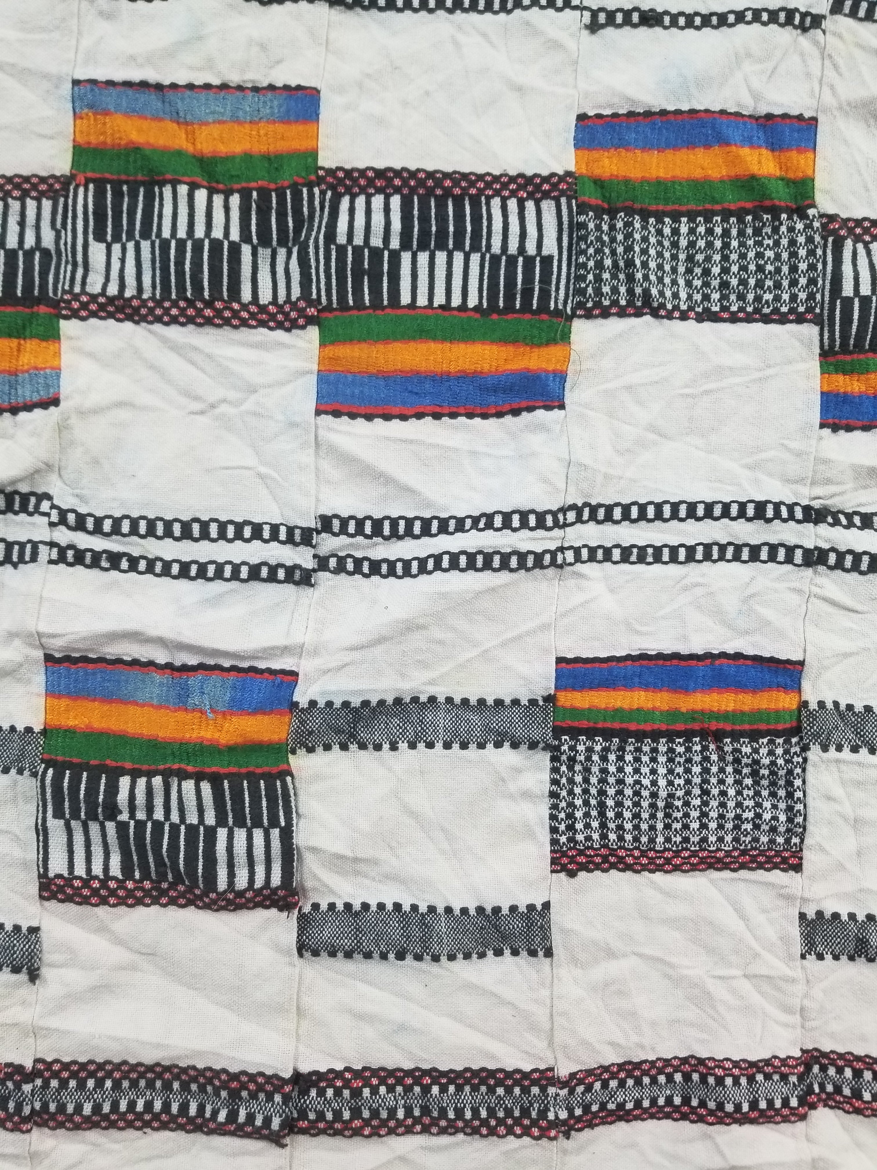 Vintage Ghana Kente Cloth Handwoven Checkerboard Ceremonial Cloth 234x144cm