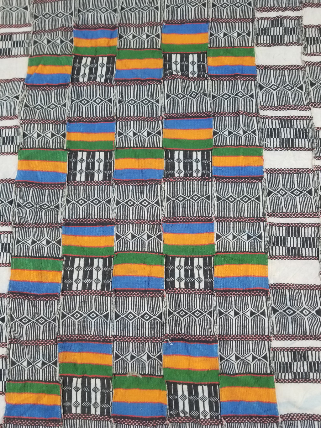 Vintage Ghana Kente Cloth Handwoven Checkerboard Ceremonial Cloth 234x144cm