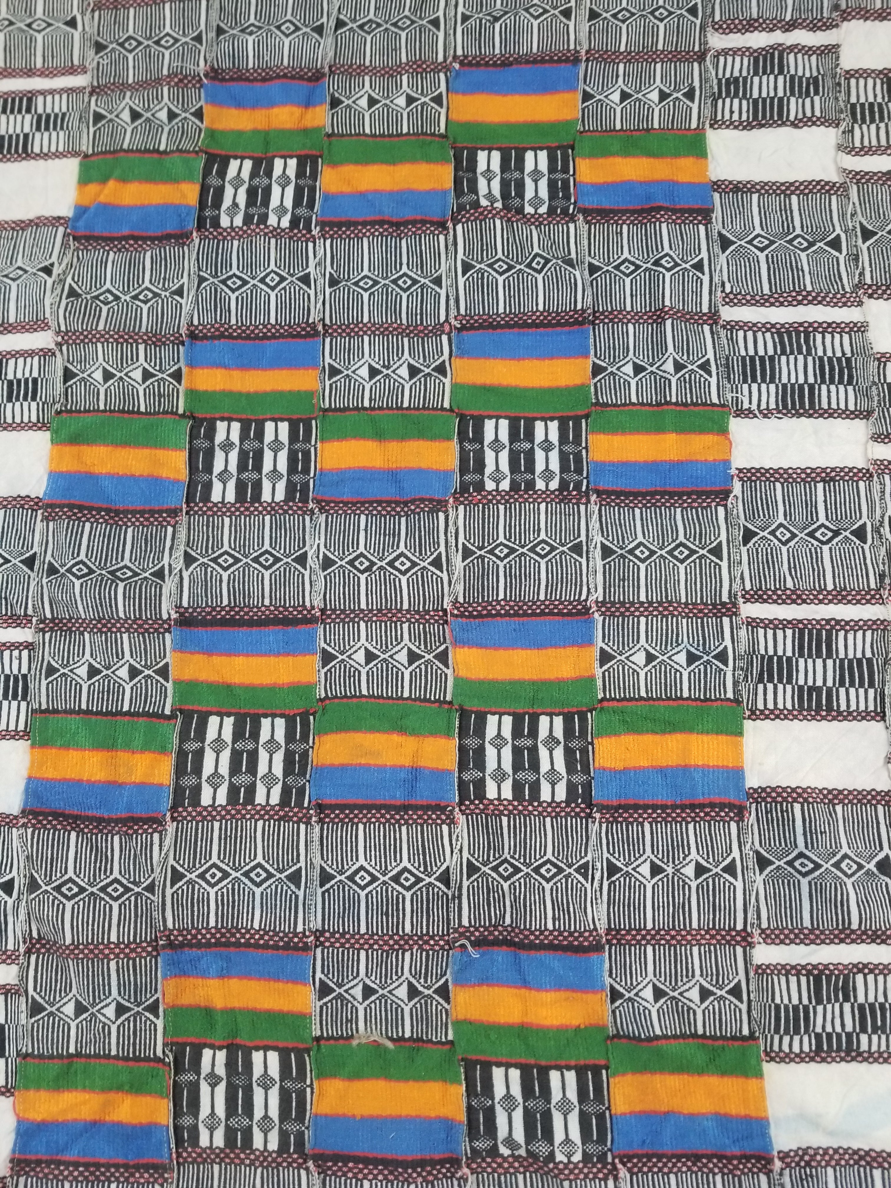 Vintage Ghana Kente Cloth Handwoven Checkerboard Ceremonial Cloth 234x144cm