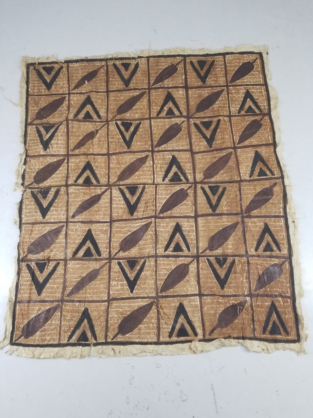 Vintage Polynesian Hand Painted Tapa Barkcloth Wall Hanging 151x126cm