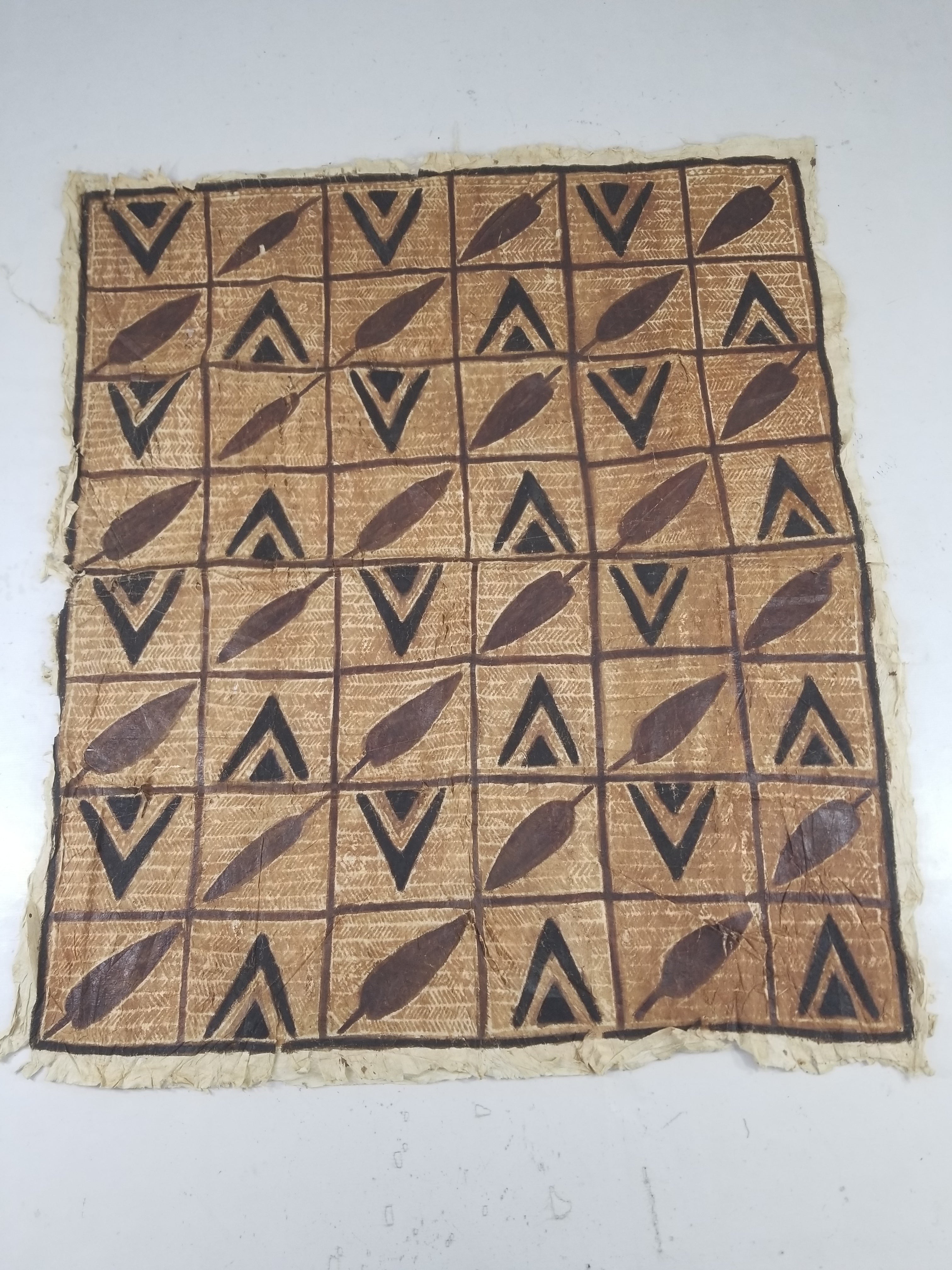 Vintage Polynesian Hand Painted Tapa Barkcloth Wall Hanging 151x126cm