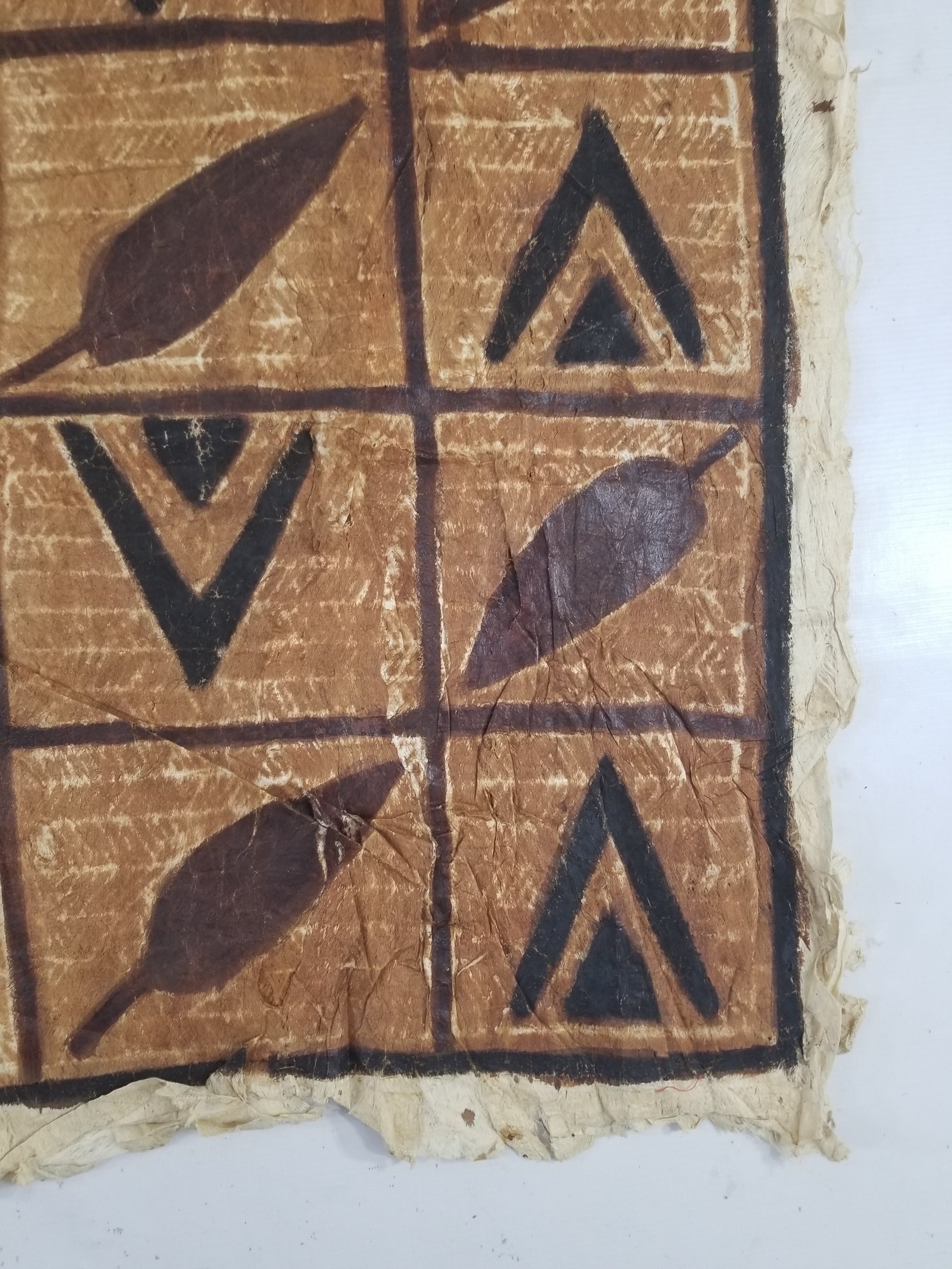 Vintage Polynesian Hand Painted Tapa Barkcloth Wall Hanging 151x126cm