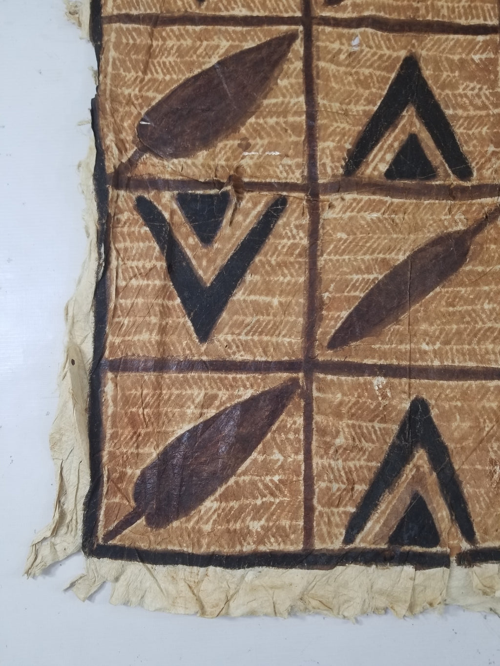 Vintage Polynesian Hand Painted Tapa Barkcloth Wall Hanging 151x126cm