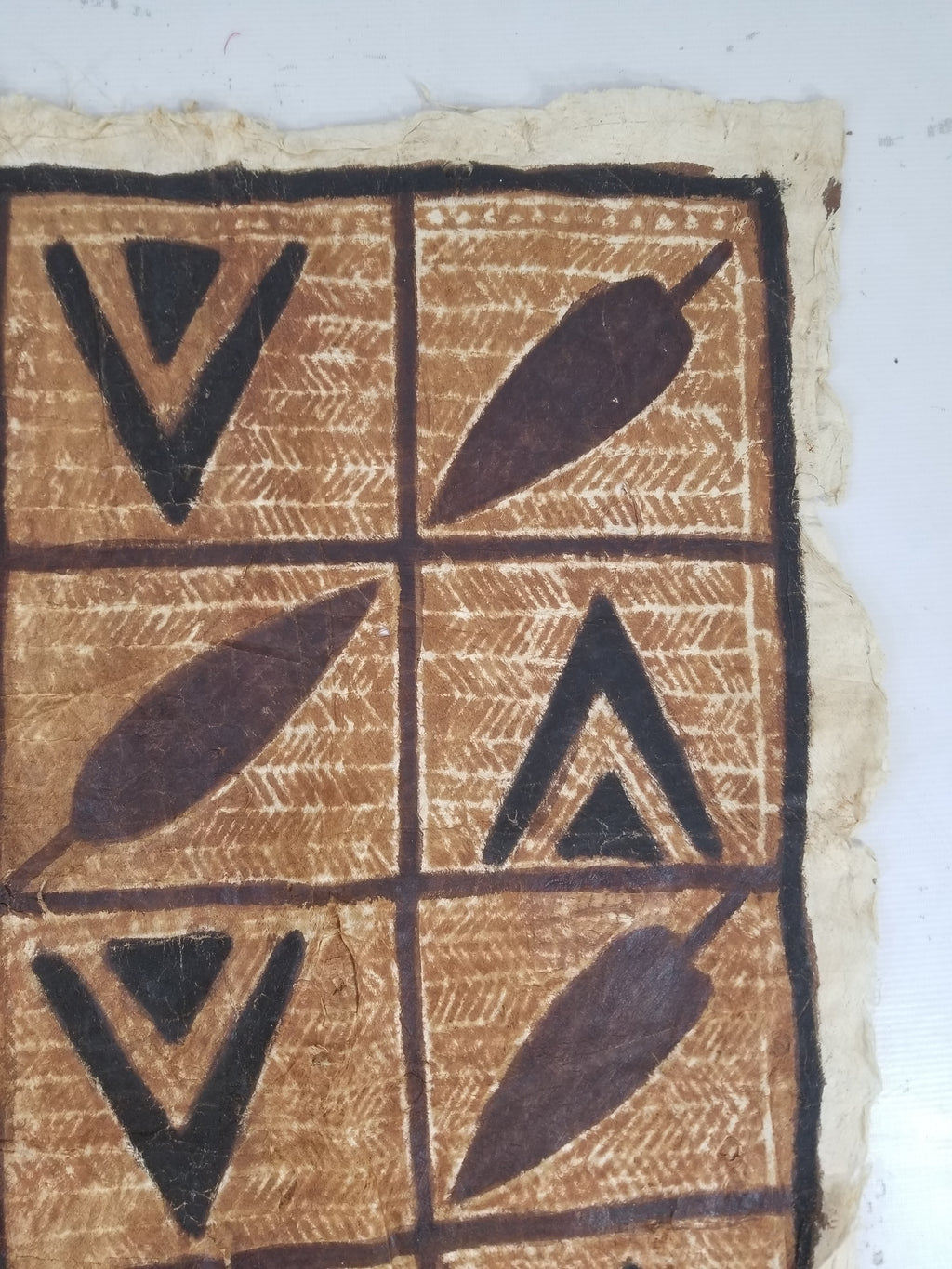 Vintage Polynesian Hand Painted Tapa Barkcloth Wall Hanging 151x126cm