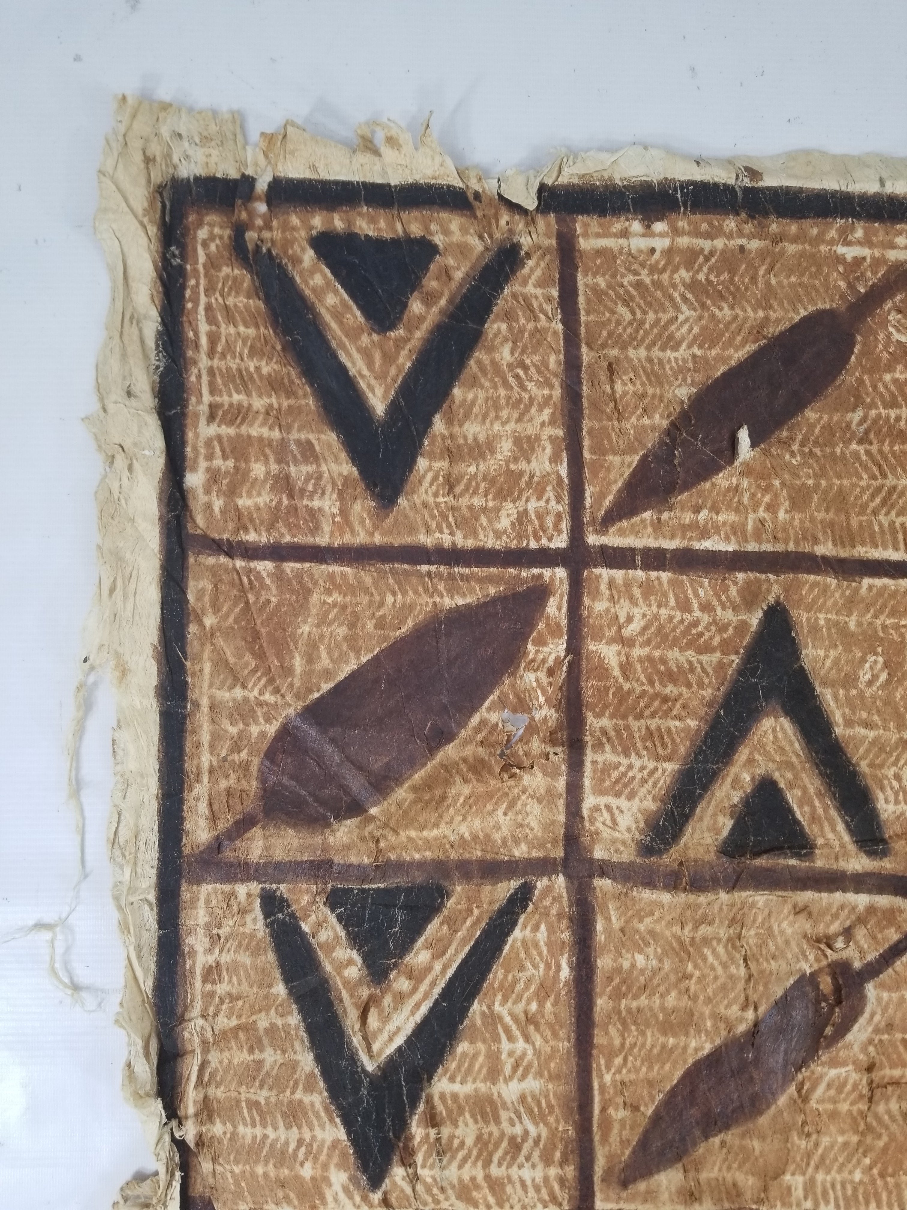 Vintage Polynesian Hand Painted Tapa Barkcloth Wall Hanging 151x126cm