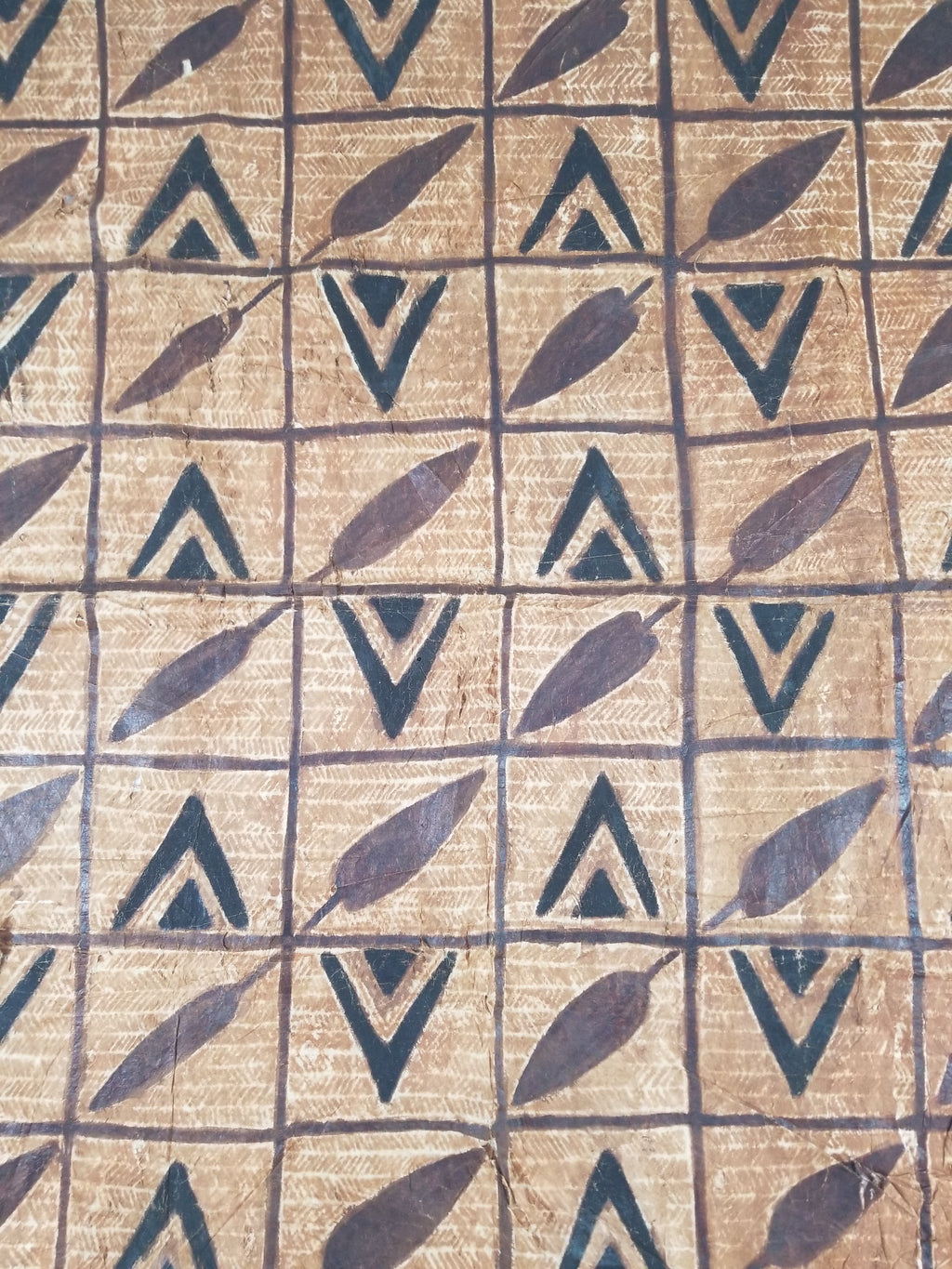 Vintage Polynesian Hand Painted Tapa Barkcloth Wall Hanging 151x126cm