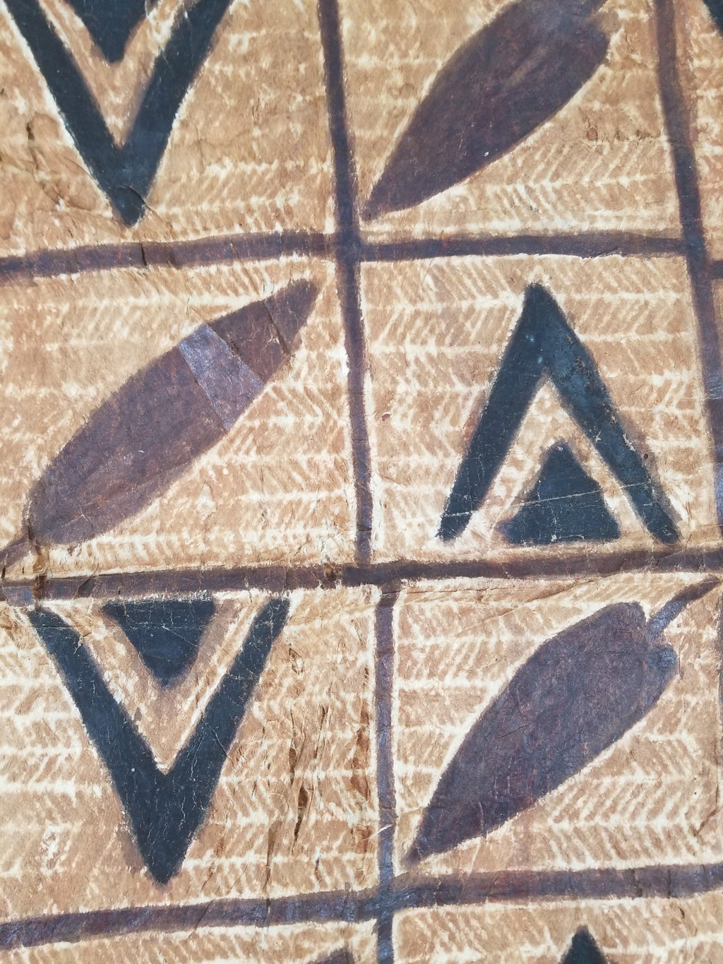 Vintage Polynesian Hand Painted Tapa Barkcloth Wall Hanging 151x126cm