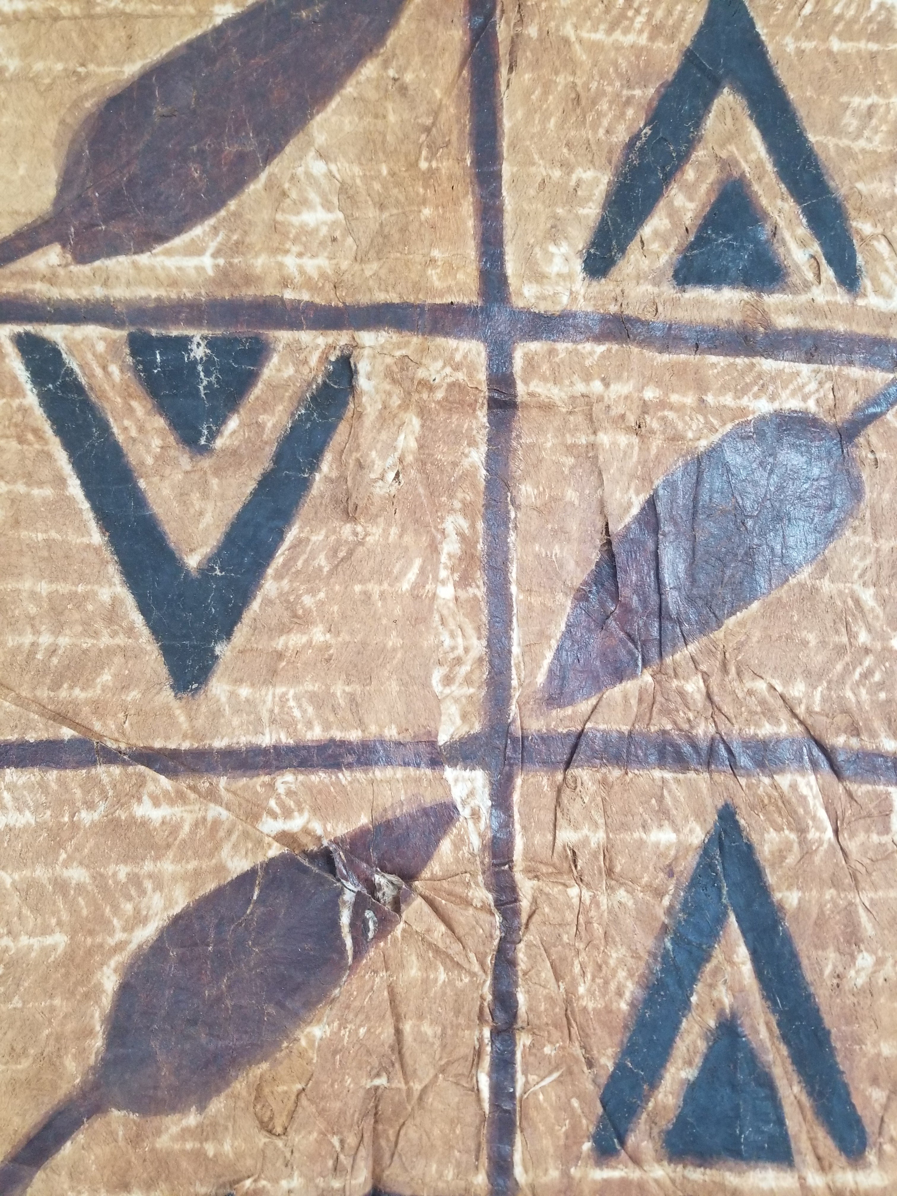 Vintage Polynesian Hand Painted Tapa Barkcloth Wall Hanging 151x126cm