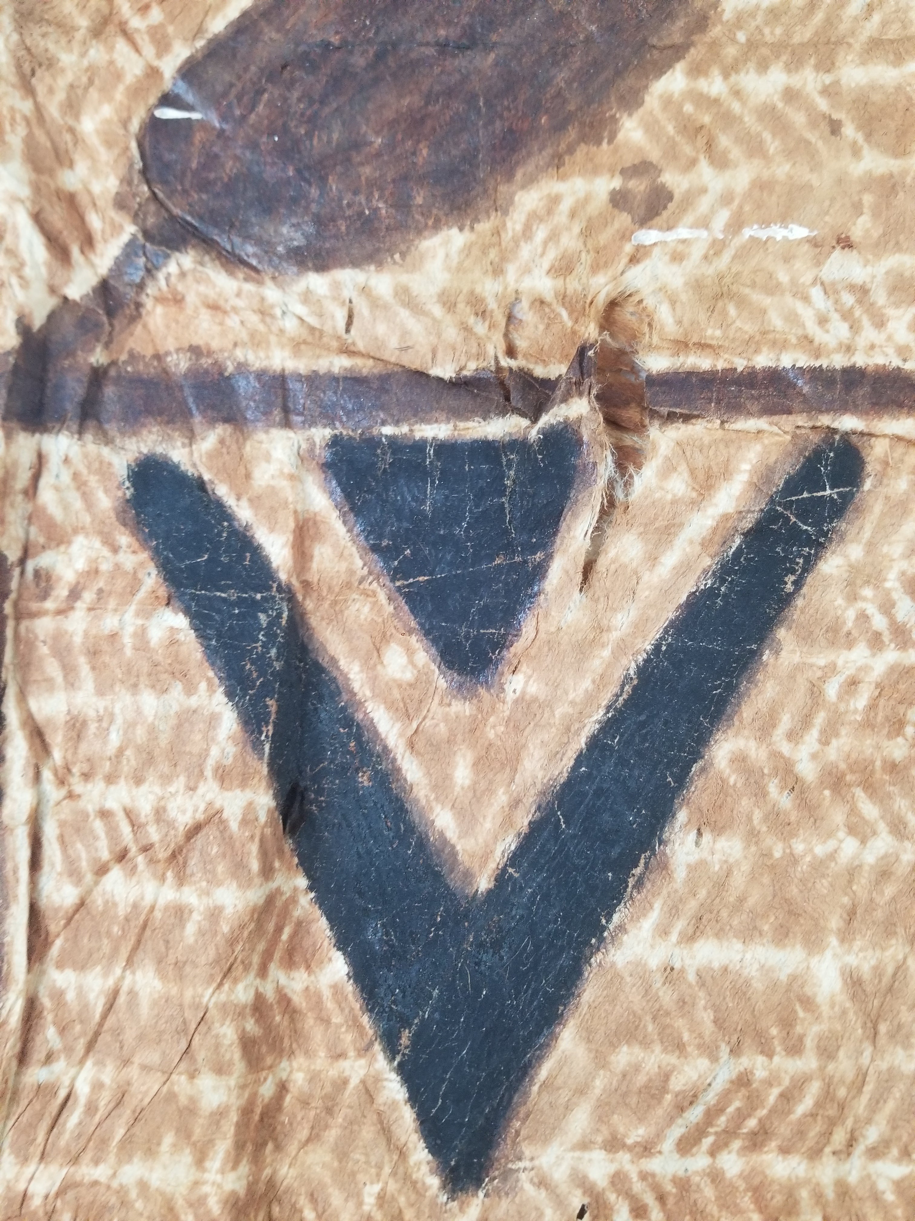 Vintage Polynesian Hand Painted Tapa Barkcloth Wall Hanging 151x126cm