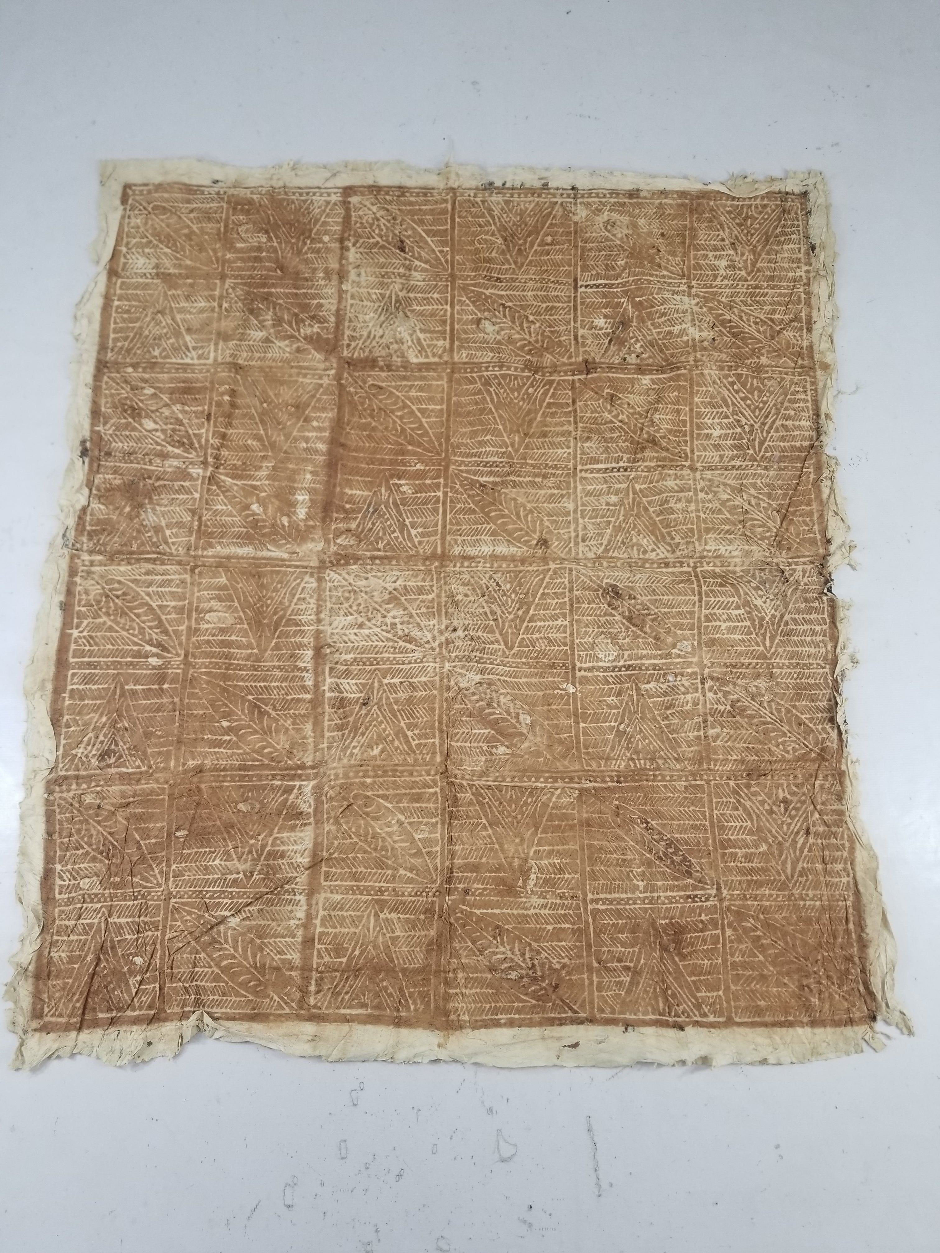 Vintage Polynesian Hand Painted Tapa Barkcloth Wall Hanging 151x126cm