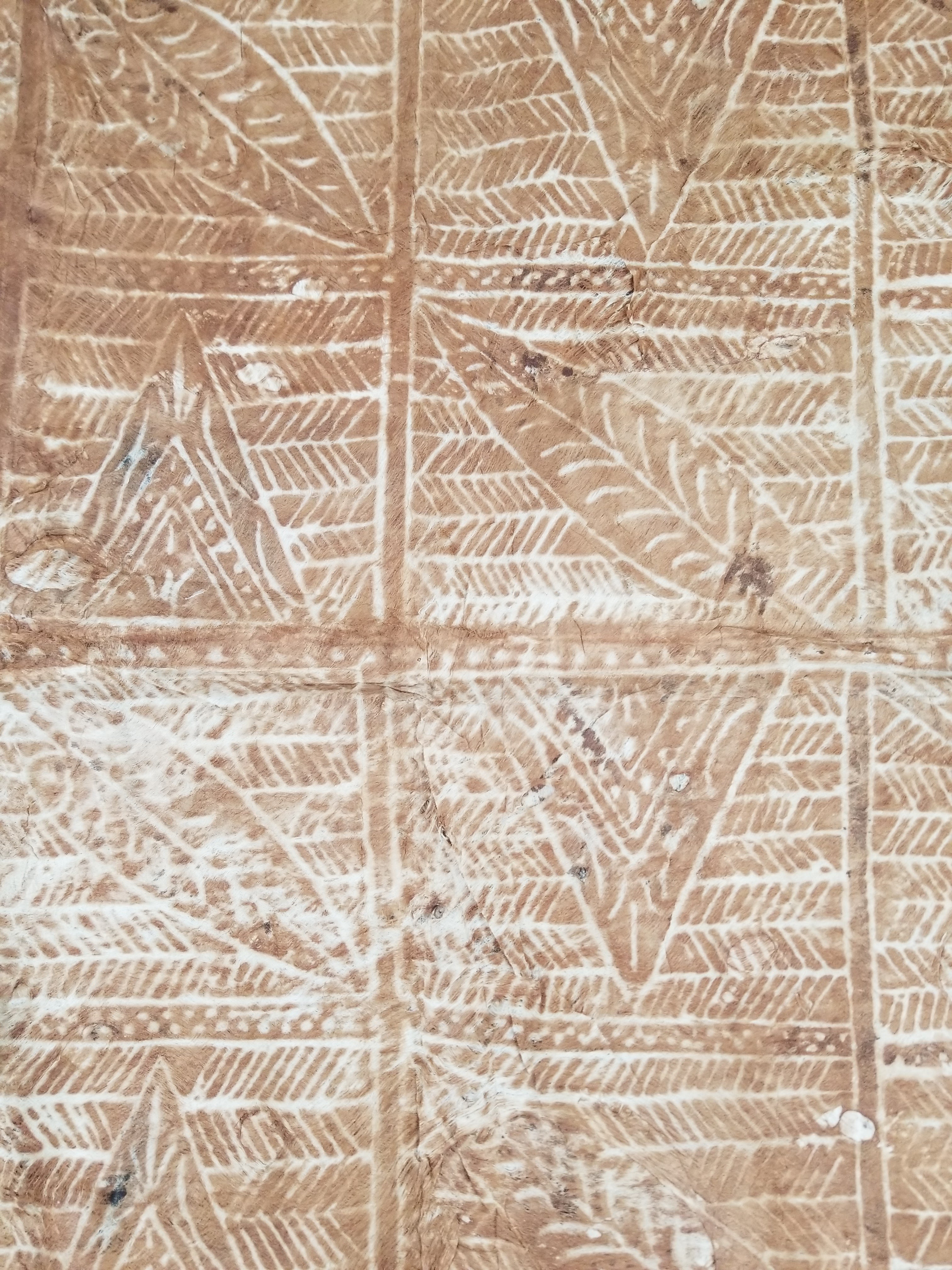 Vintage Polynesian Hand Painted Tapa Barkcloth Wall Hanging 151x126cm