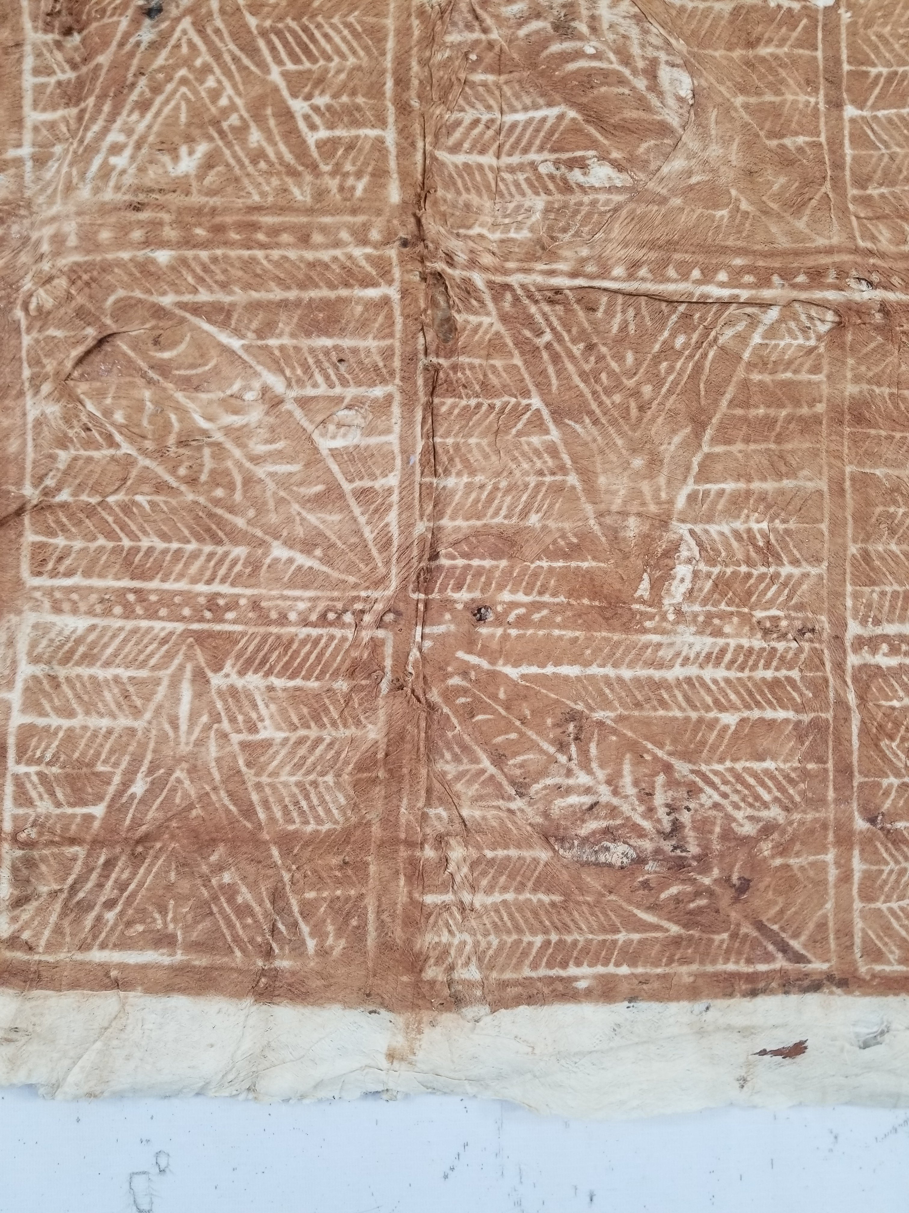 Vintage Polynesian Hand Painted Tapa Barkcloth Wall Hanging 151x126cm