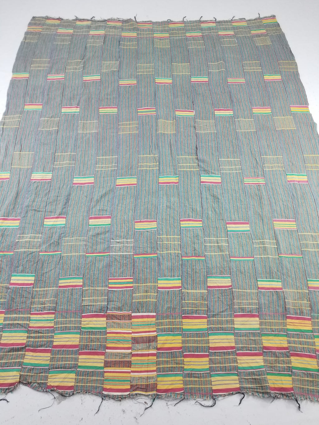 Vintage Ghana Kente Cloth Handwoven Striped Textile Throw 233x178cm