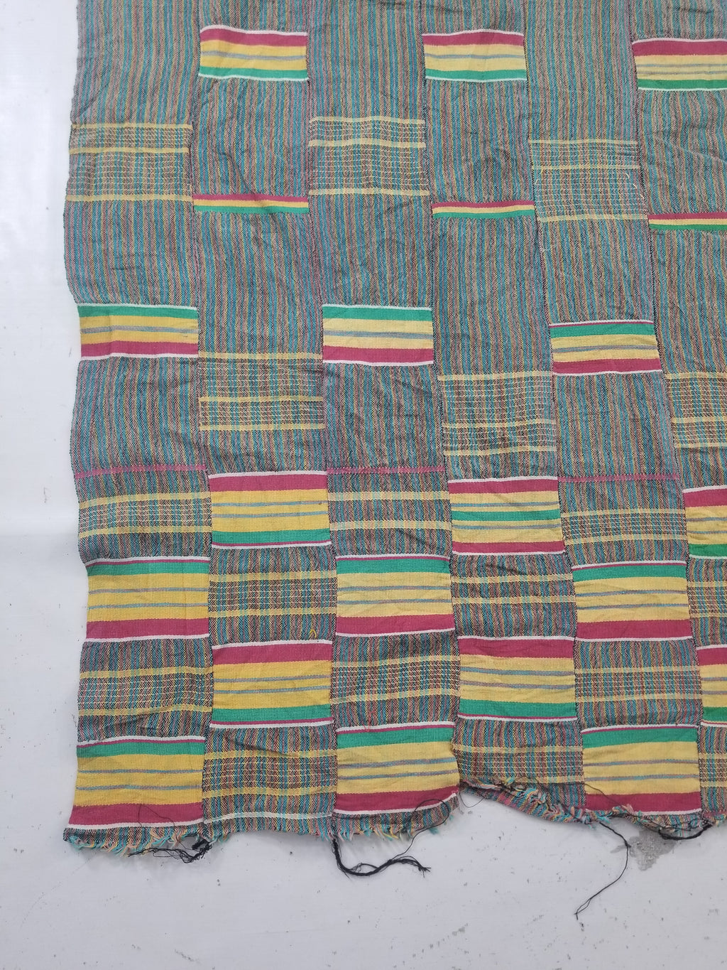 Vintage Ghana Kente Cloth Handwoven Striped Textile Throw 233x178cm