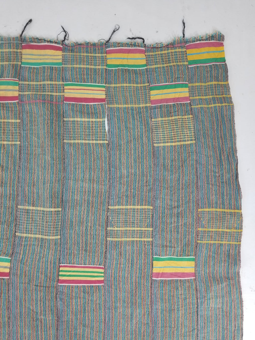 Vintage Ghana Kente Cloth Handwoven Striped Textile Throw 233x178cm
