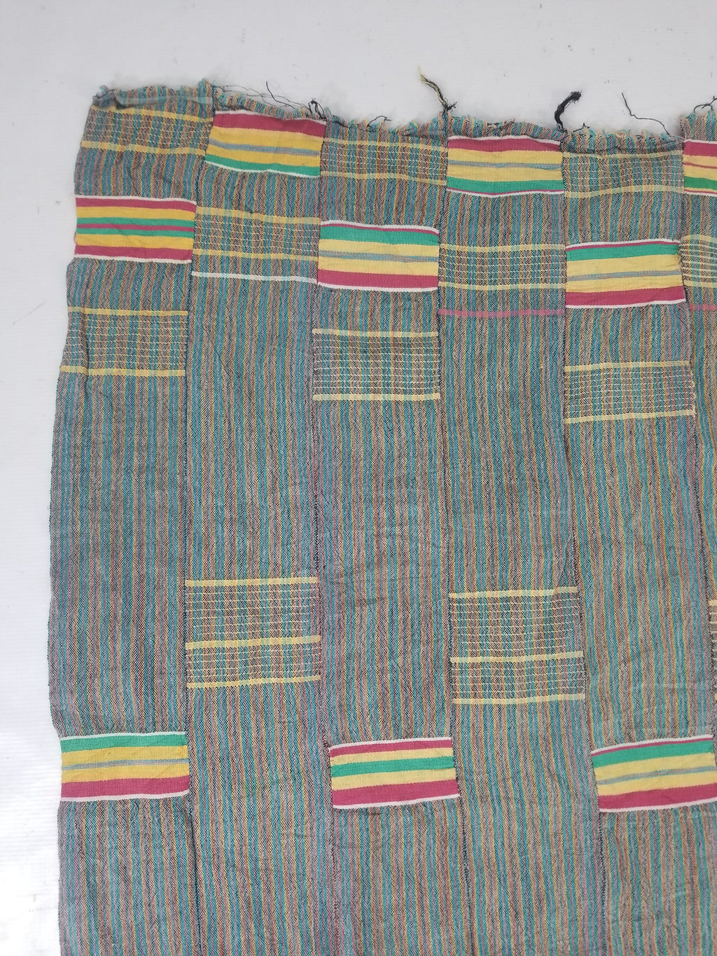 Vintage Ghana Kente Cloth Handwoven Striped Textile Throw 233x178cm