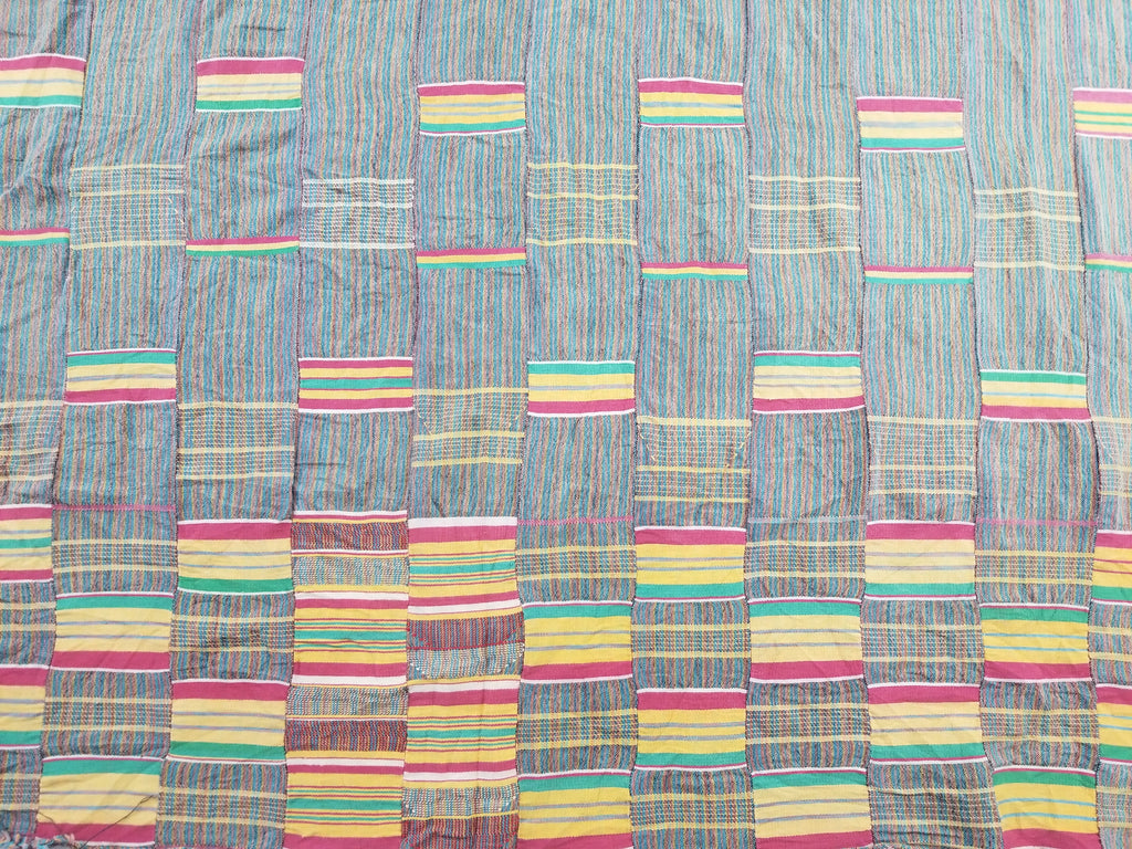 Vintage Ghana Kente Cloth Handwoven Striped Textile Throw 233x178cm