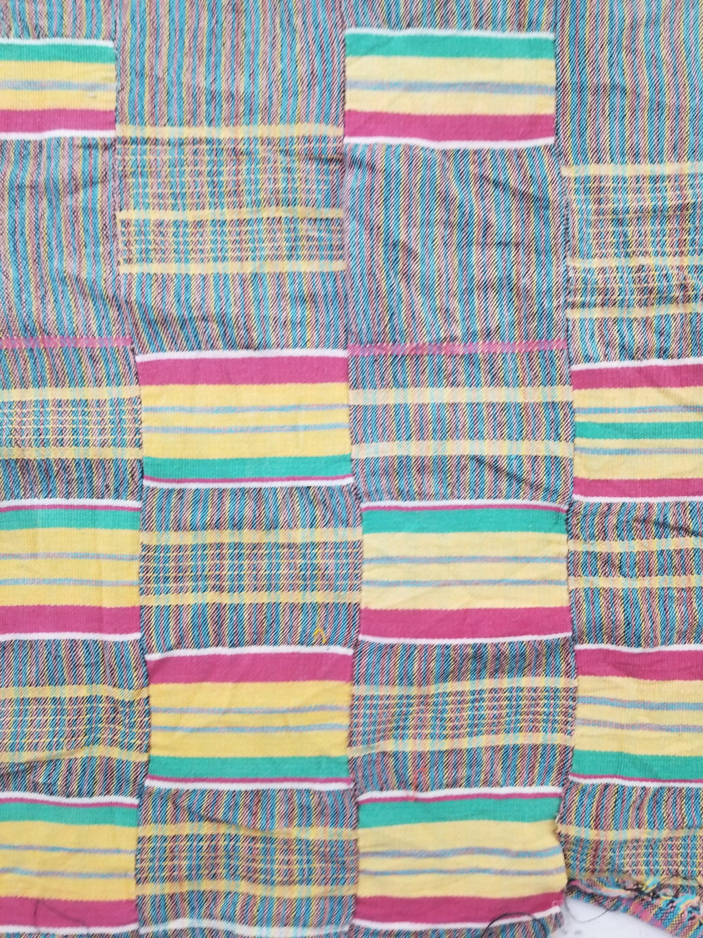 Vintage Ghana Kente Cloth Handwoven Striped Textile Throw 233x178cm