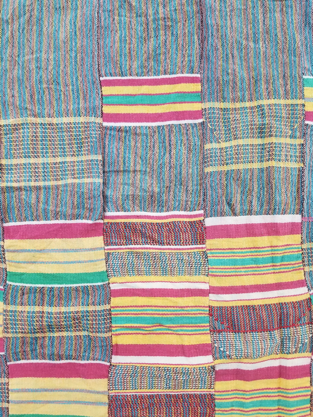 Vintage Ghana Kente Cloth Handwoven Striped Textile Throw 233x178cm