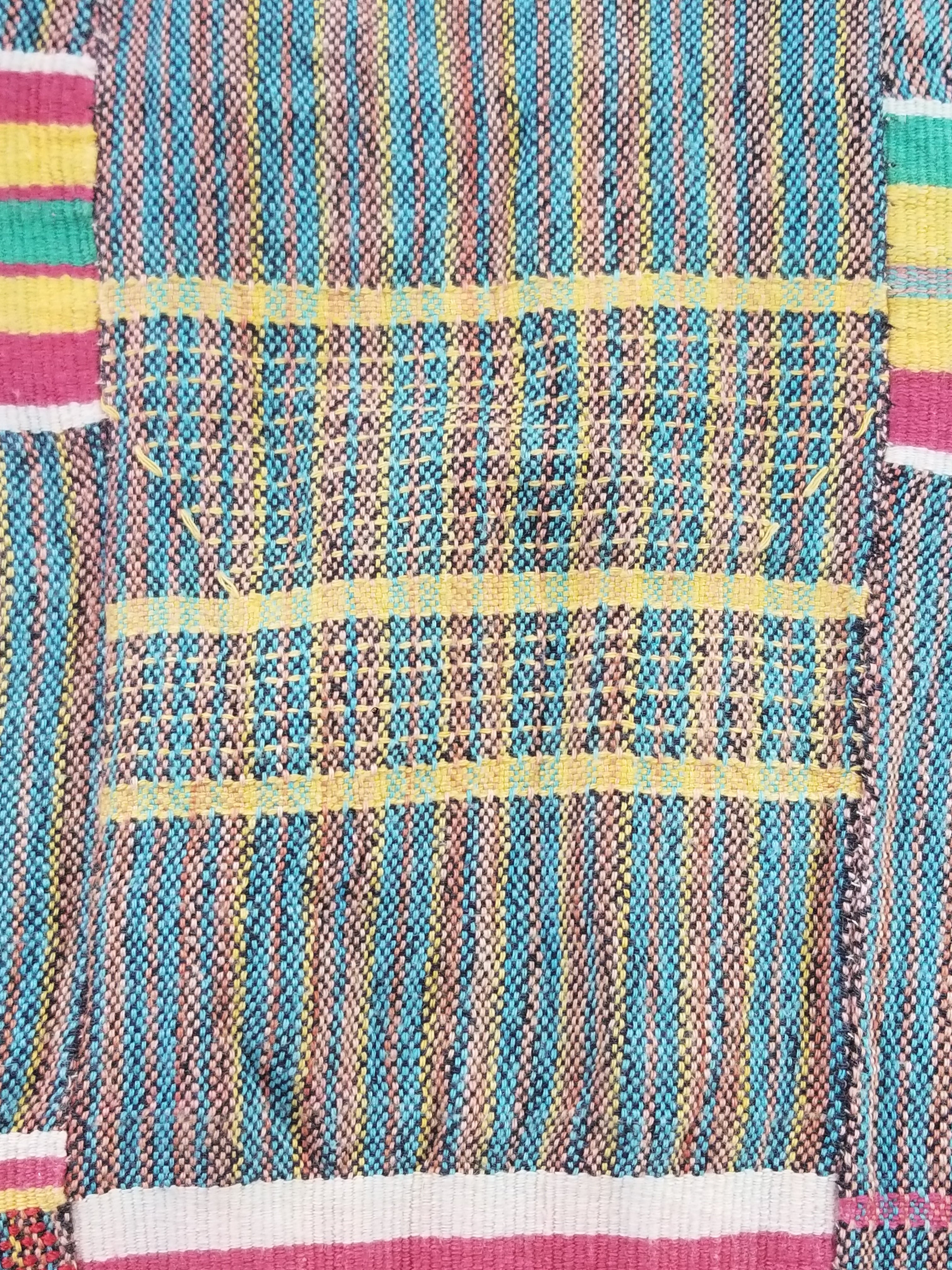 Vintage Ghana Kente Cloth Handwoven Striped Textile Throw 233x178cm