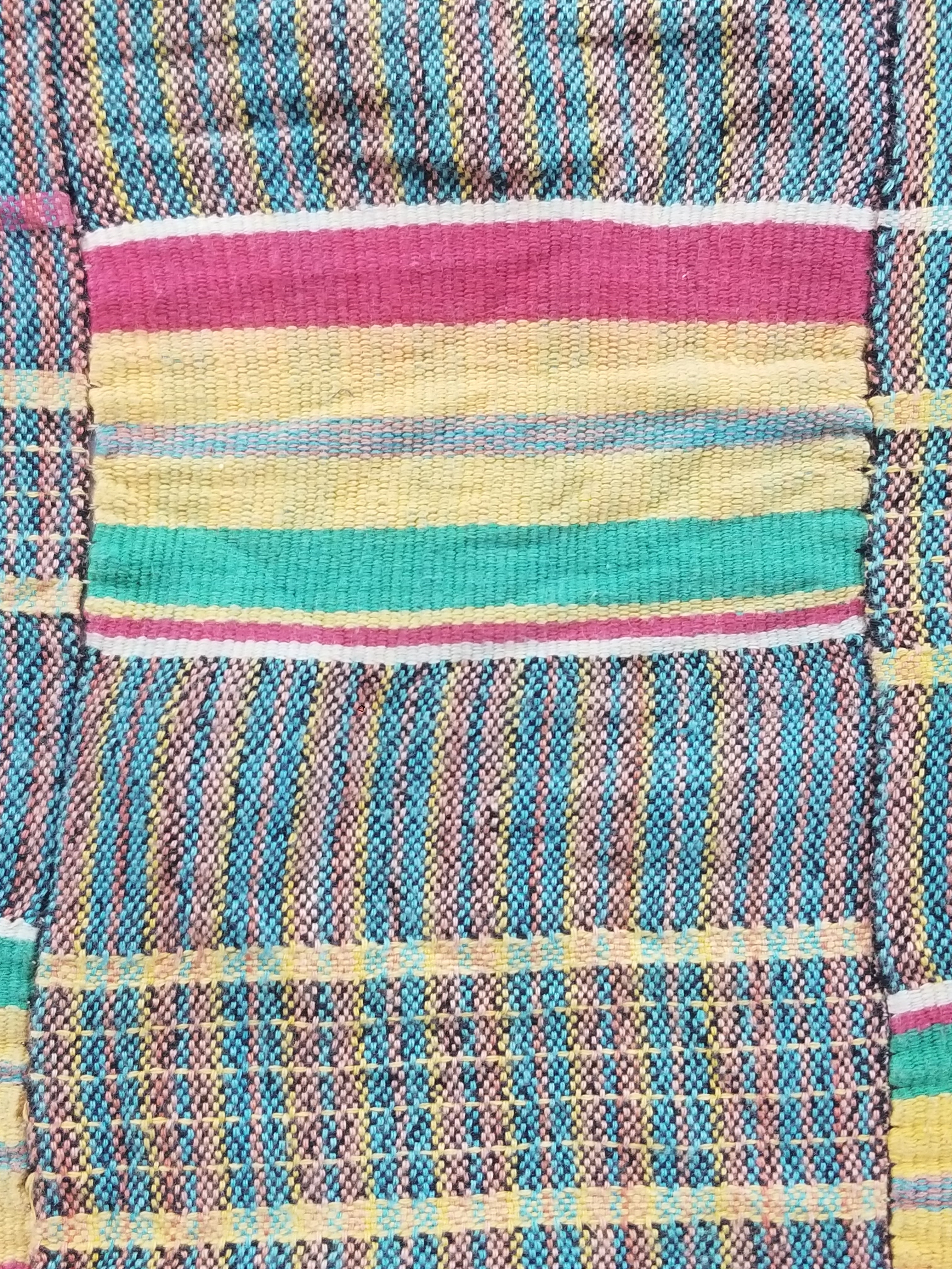 Vintage Ghana Kente Cloth Handwoven Striped Textile Throw 233x178cm