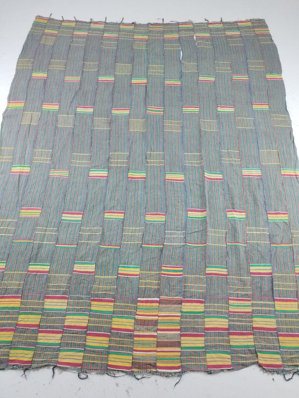 Vintage Ghana Kente Cloth Handwoven Striped Textile Throw 233x178cm