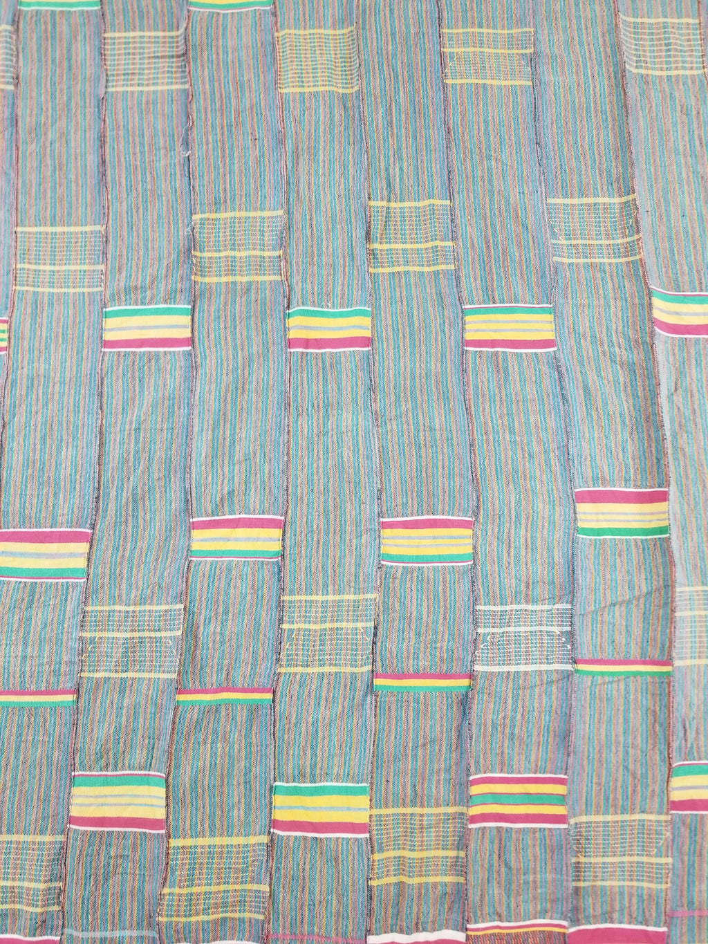 Vintage Ghana Kente Cloth Handwoven Striped Textile Throw 233x178cm