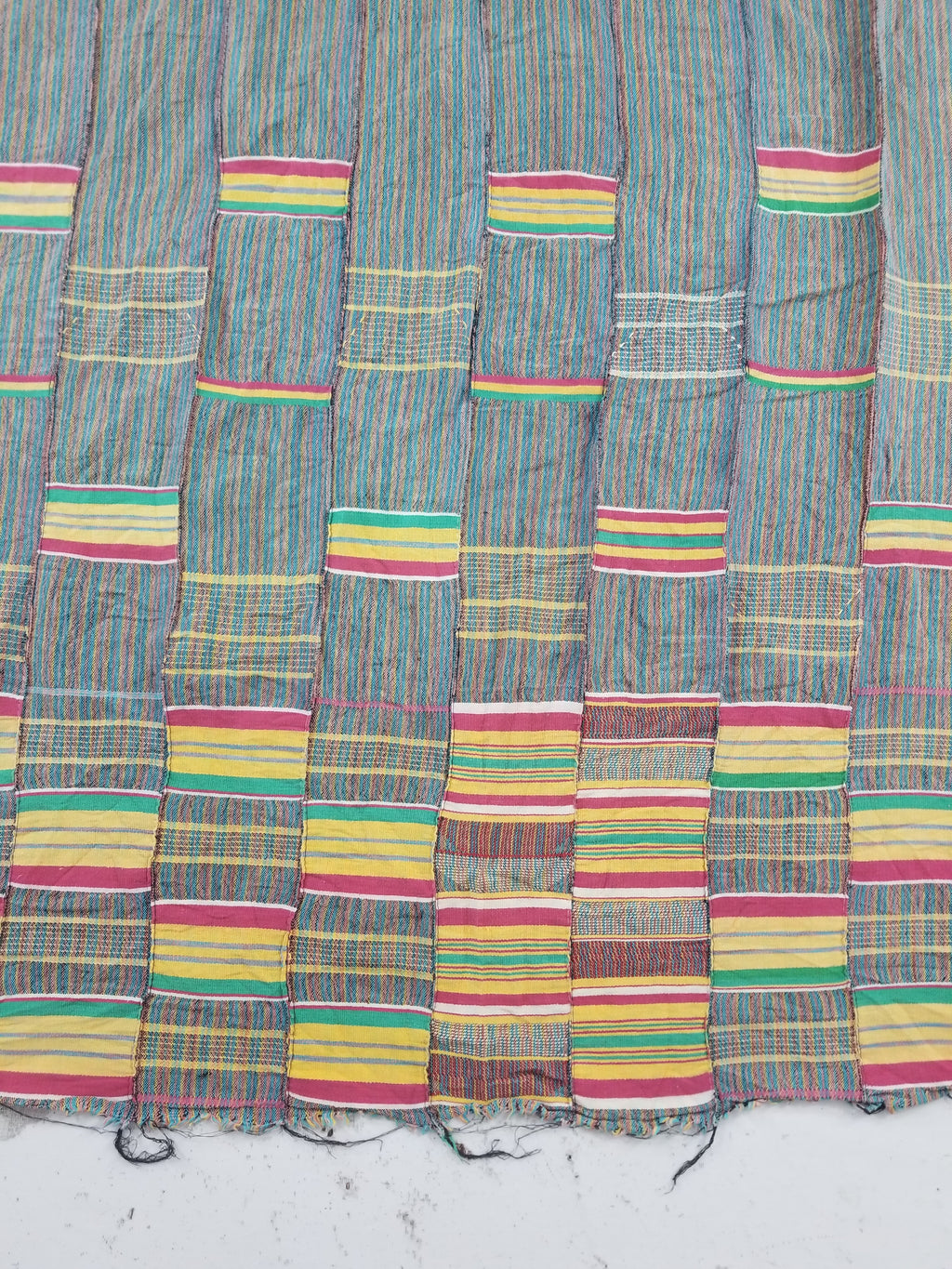 Vintage Ghana Kente Cloth Handwoven Striped Textile Throw 233x178cm