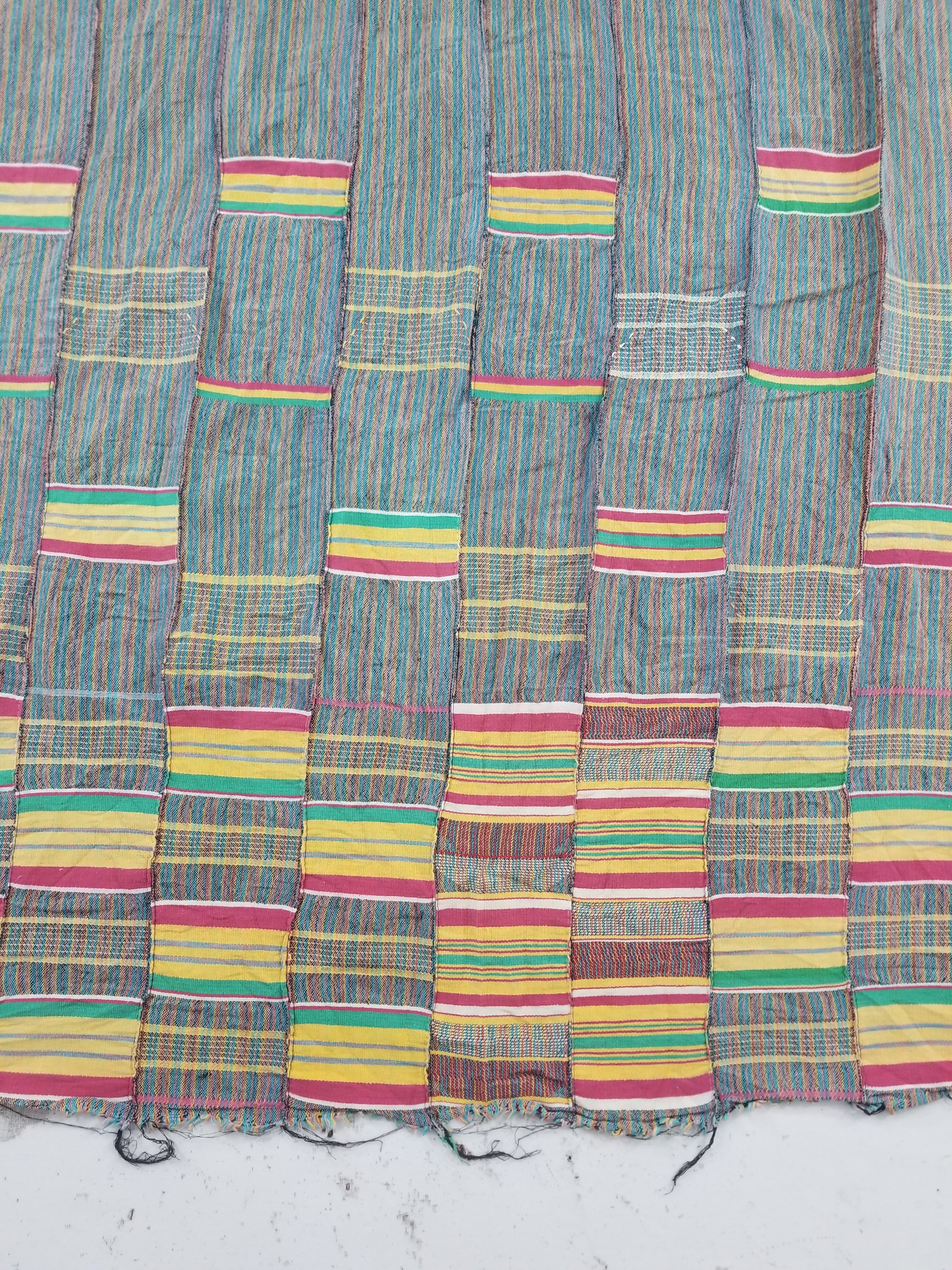 Vintage Ghana Kente Cloth Handwoven Striped Textile Throw 233x178cm