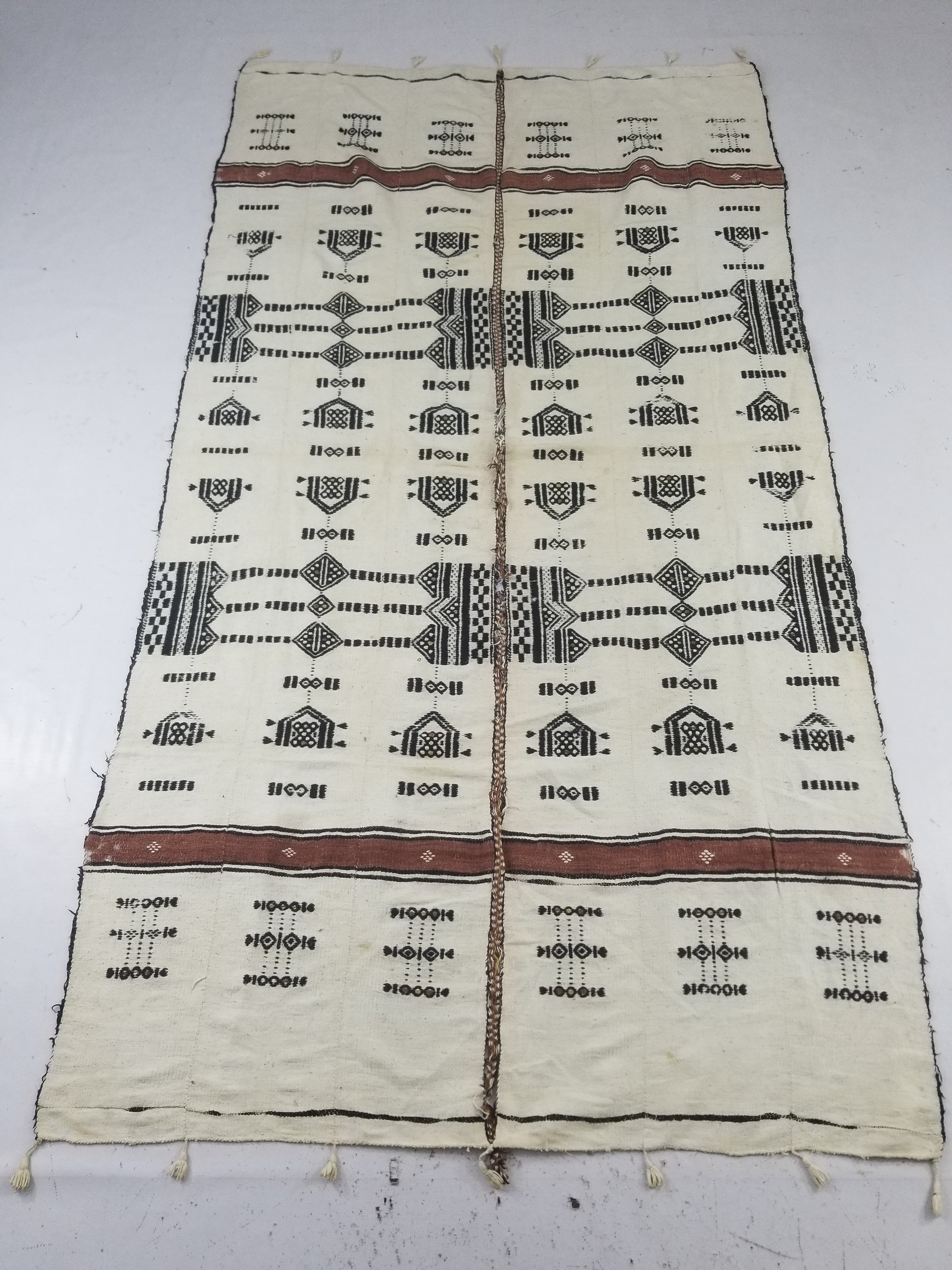 Vintage Traditional African Handwoven Tribal Fulani Khasa Blanket 226x122cm