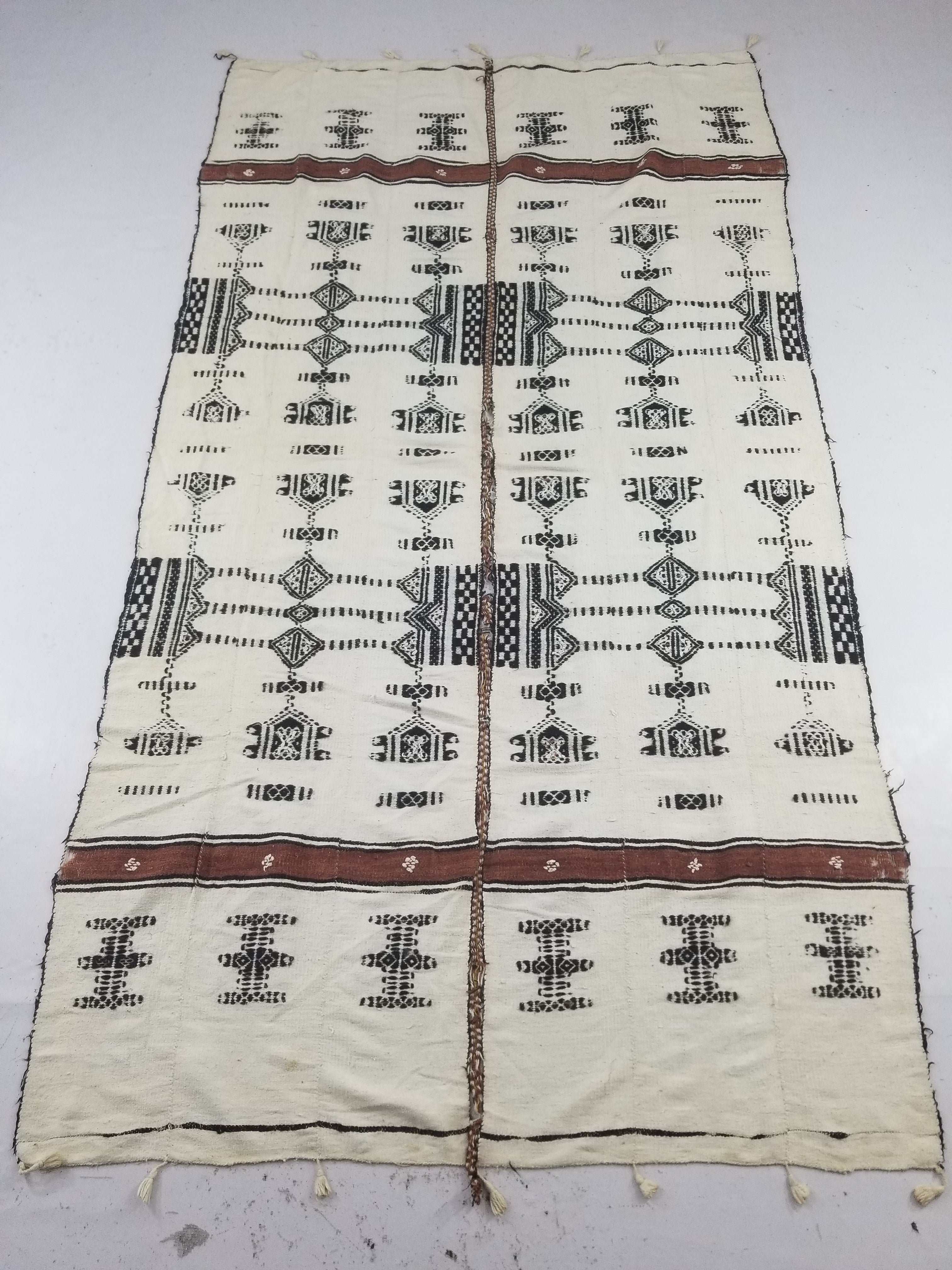 Vintage Traditional African Handwoven Tribal Fulani Khasa Blanket 226x122cm