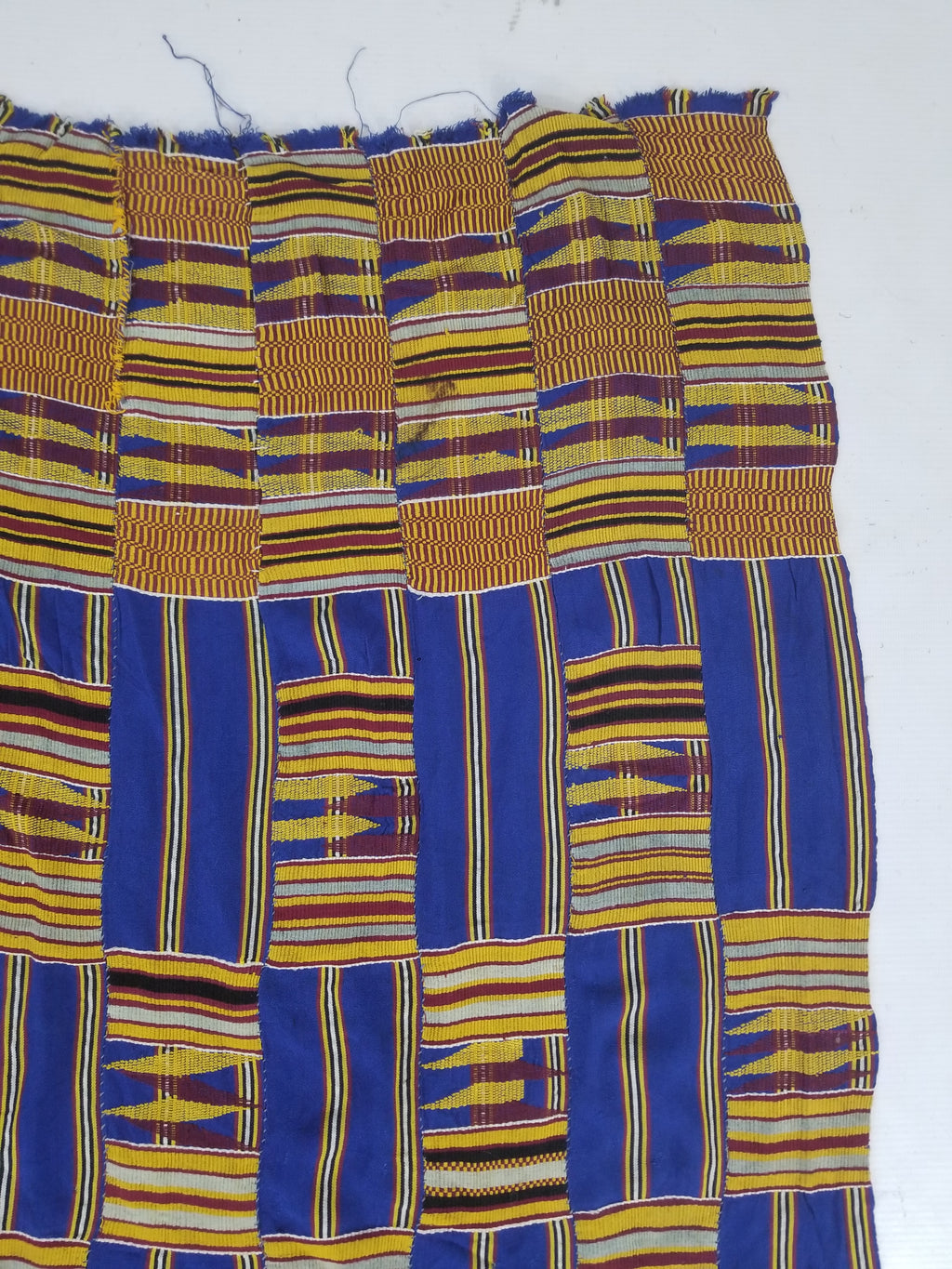 Vintage Ghana Kente Cloth Handwoven Patchwork Checkerboard Textile 173x93cm
