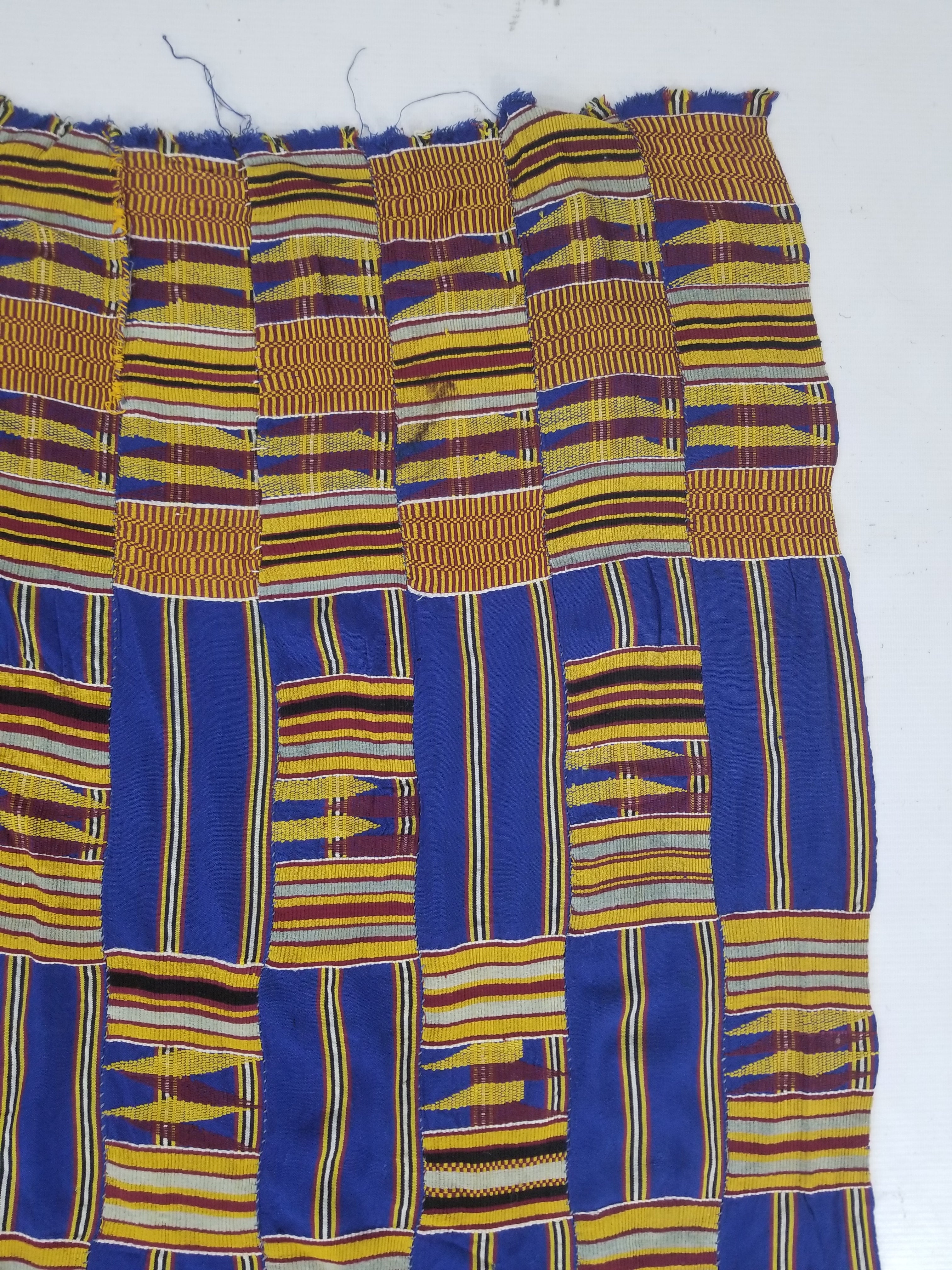 Vintage Ghana Kente Cloth Handwoven Patchwork Checkerboard Textile 173x93cm